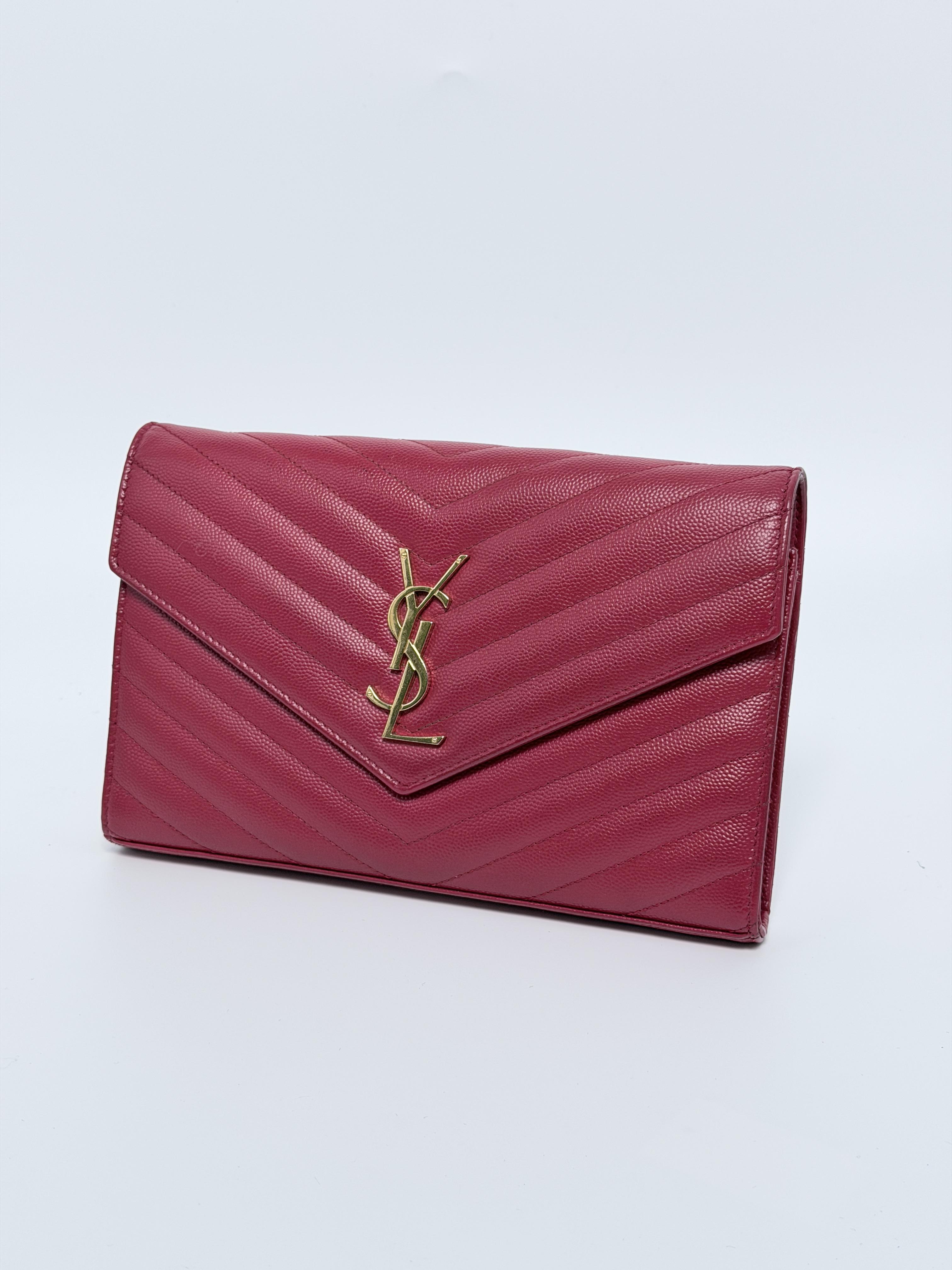 authentic Saint Laurent Quilted Envelope JD1232Y