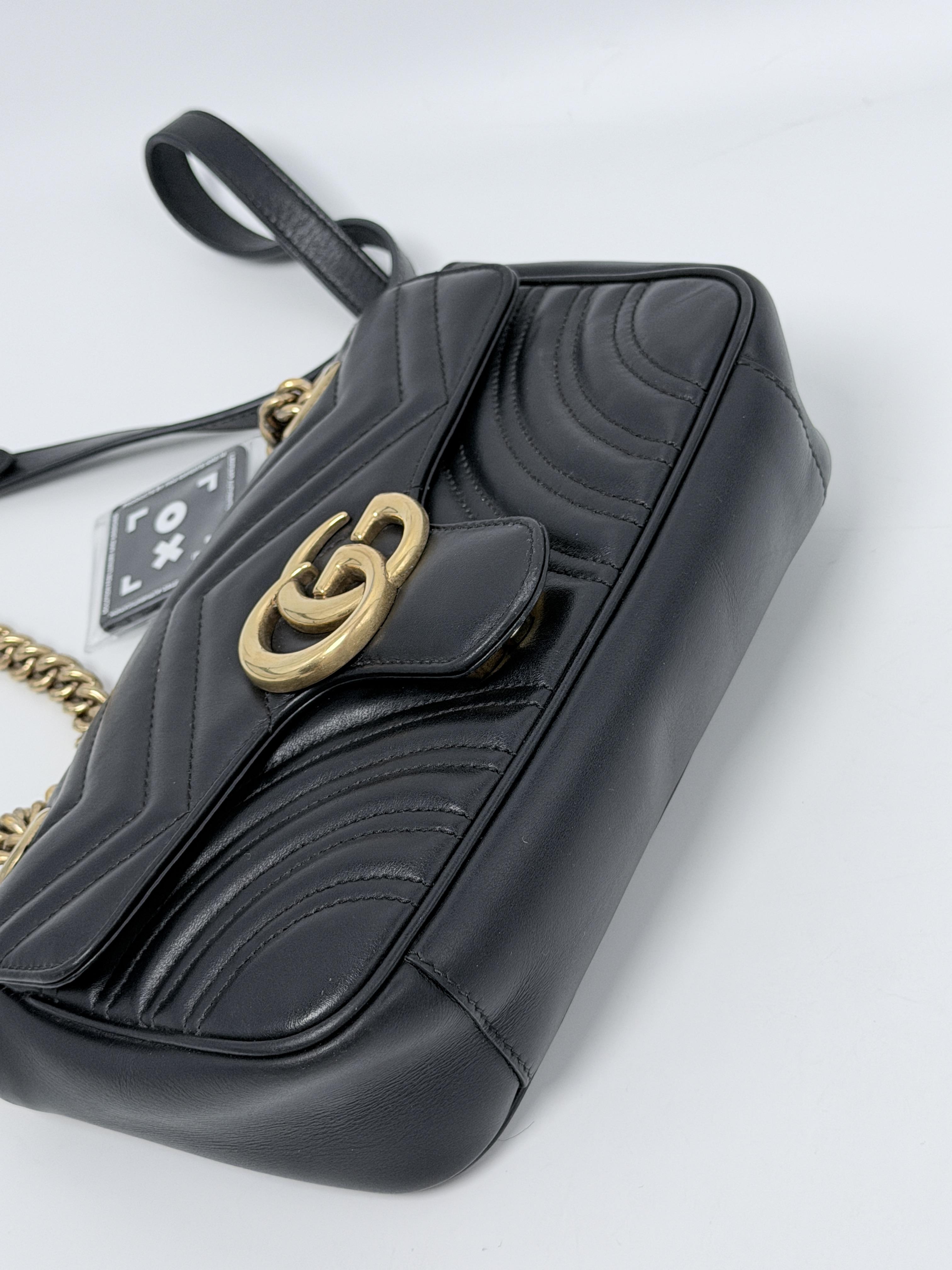 GG Marmont Small Matelasse Black Chain Shoulder Bag Crossbody JA1261GG