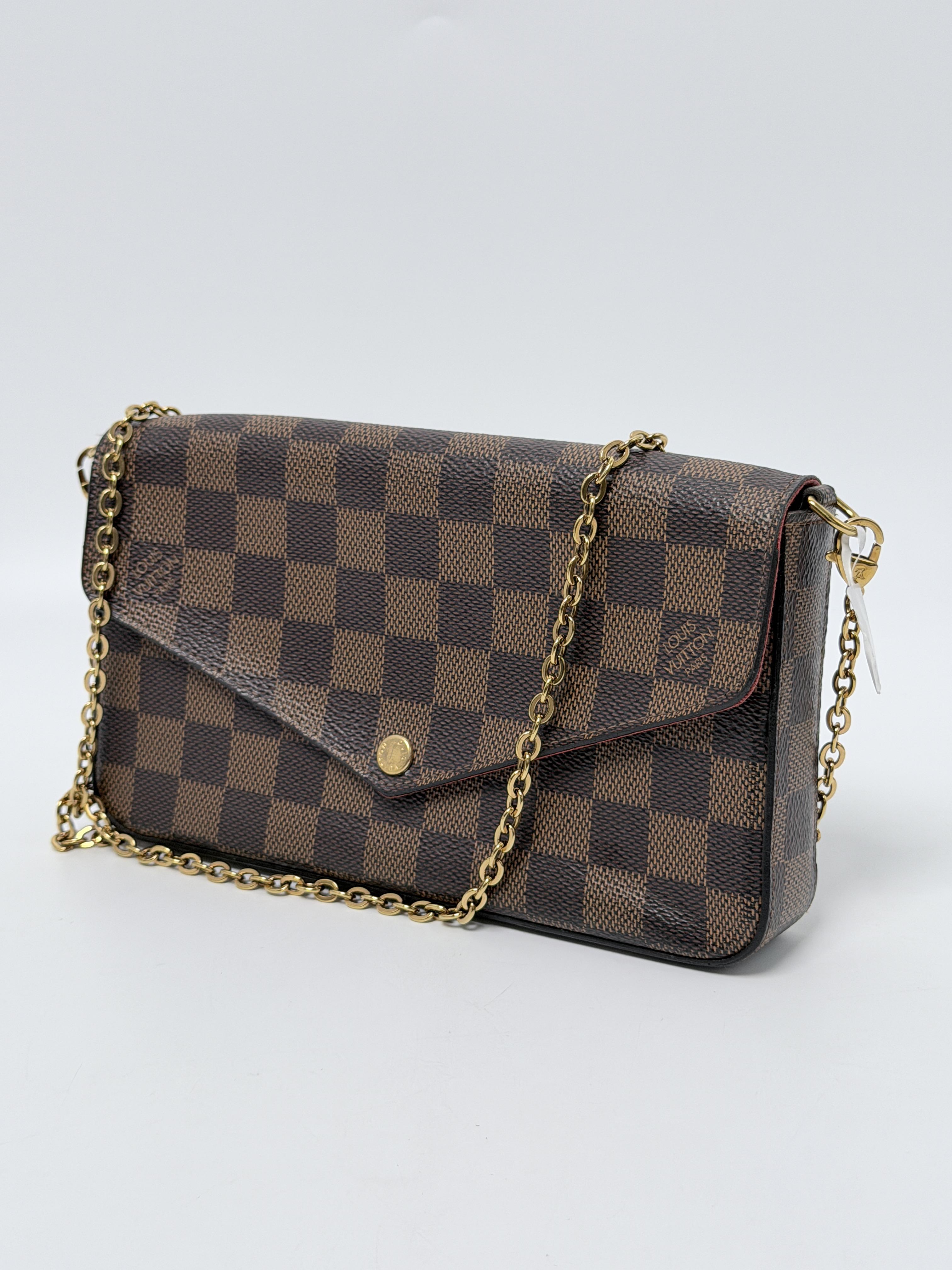 Pochette Felicie Damier Ebene Canvas Chain Crossbody Clutch Bag GHW JA1208LV