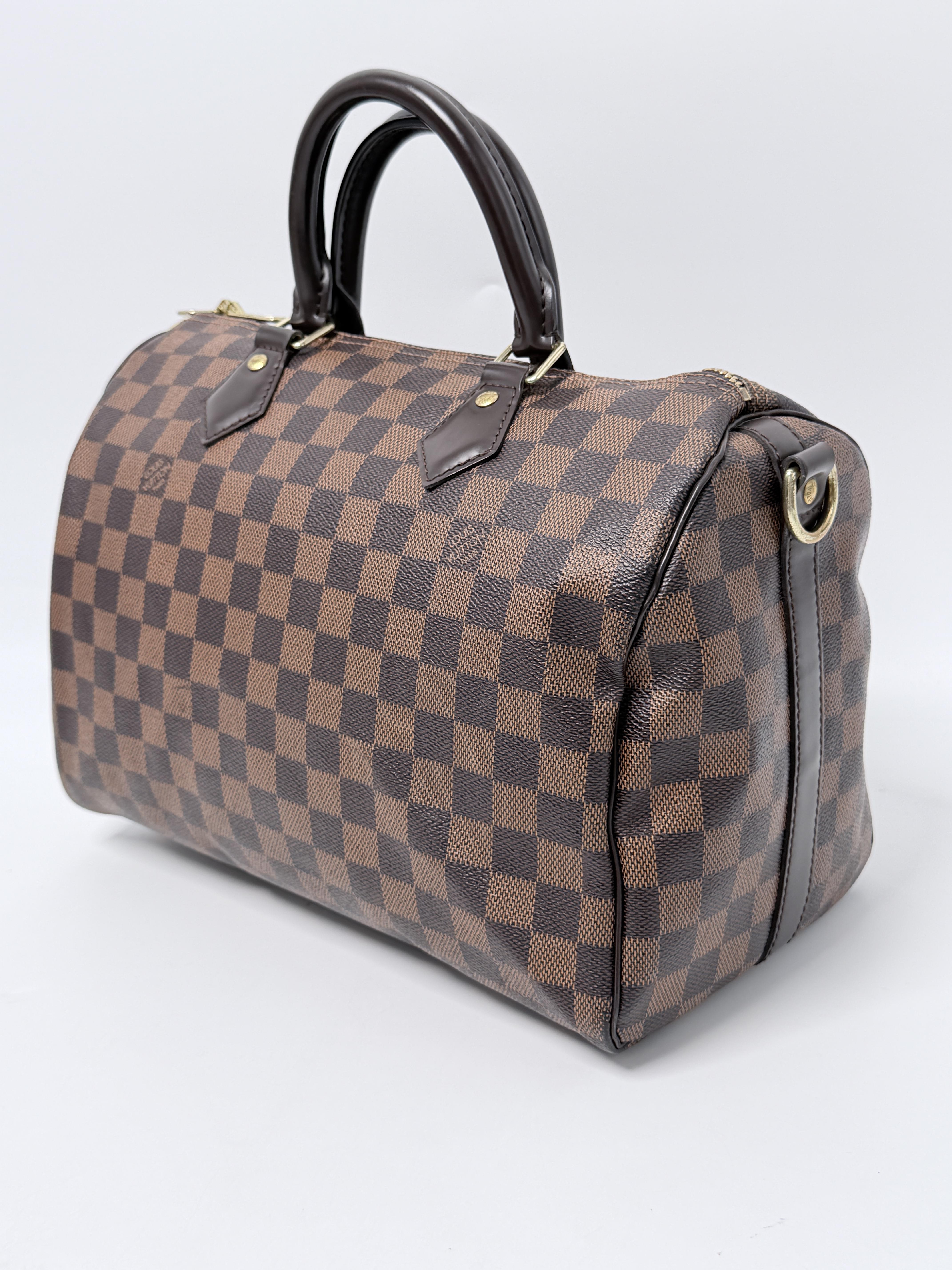 Speedy Bandoulière 30 in Damier Ebene Canvas Shoulder Bag Top Handle Handbag XU055LV