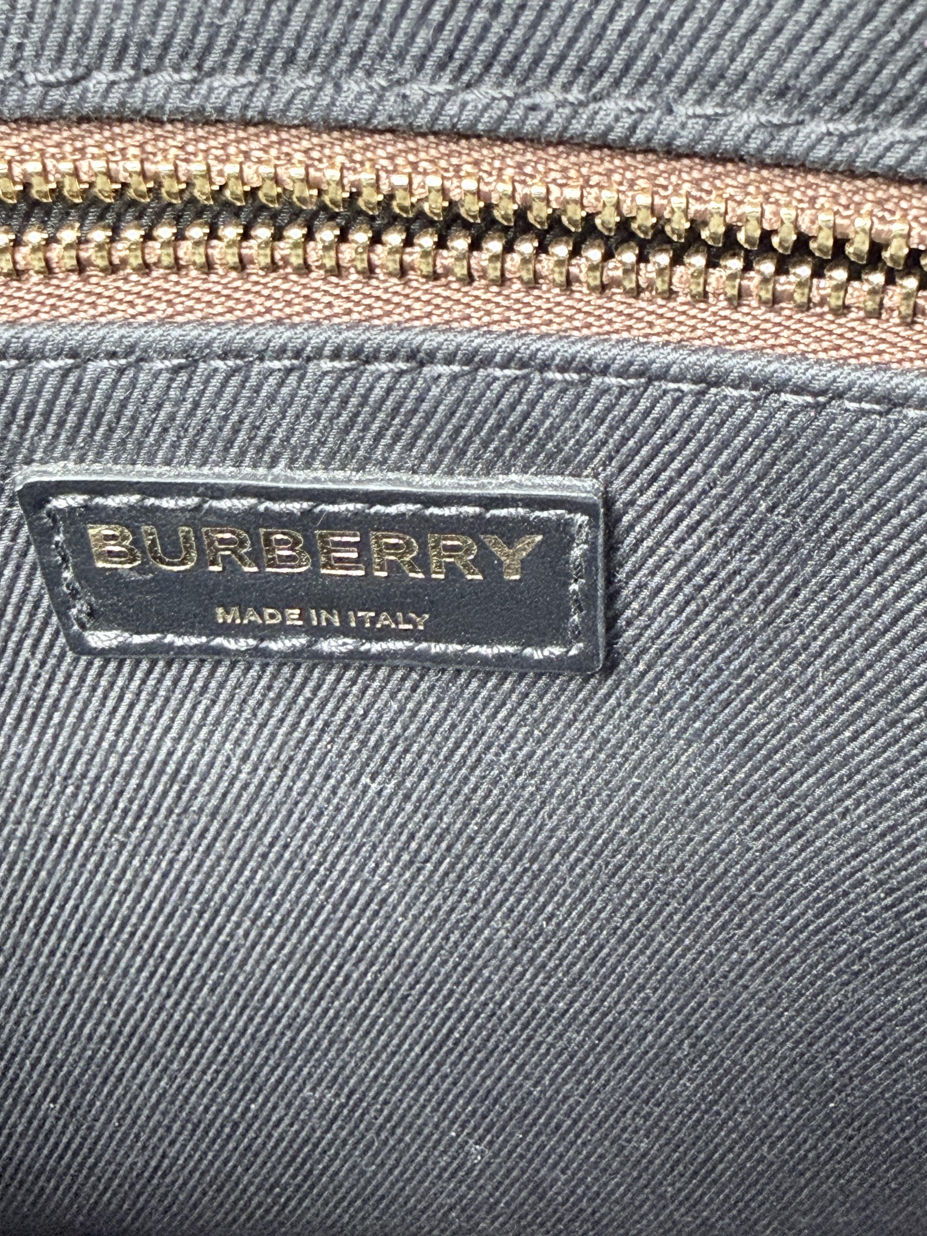 Burberry Mini Monogram Stripe E Canvas Pocket Bag Bridle Brown XU003BR