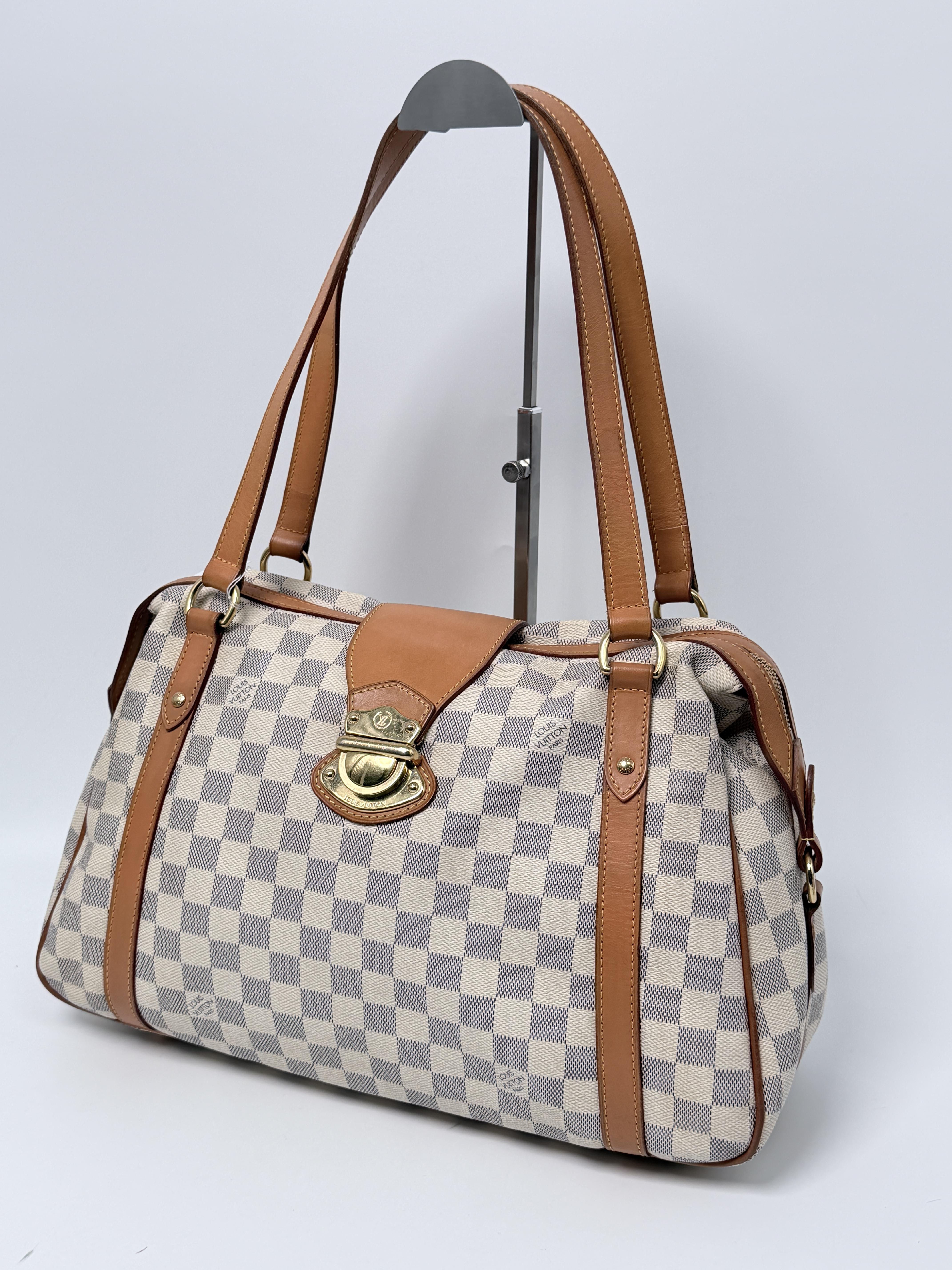 Pre-owned Louis Vuitton Canvas Shoulder Bags Damier Azur Beige Brown Gold Hardware Shoulder Bag JE251LV