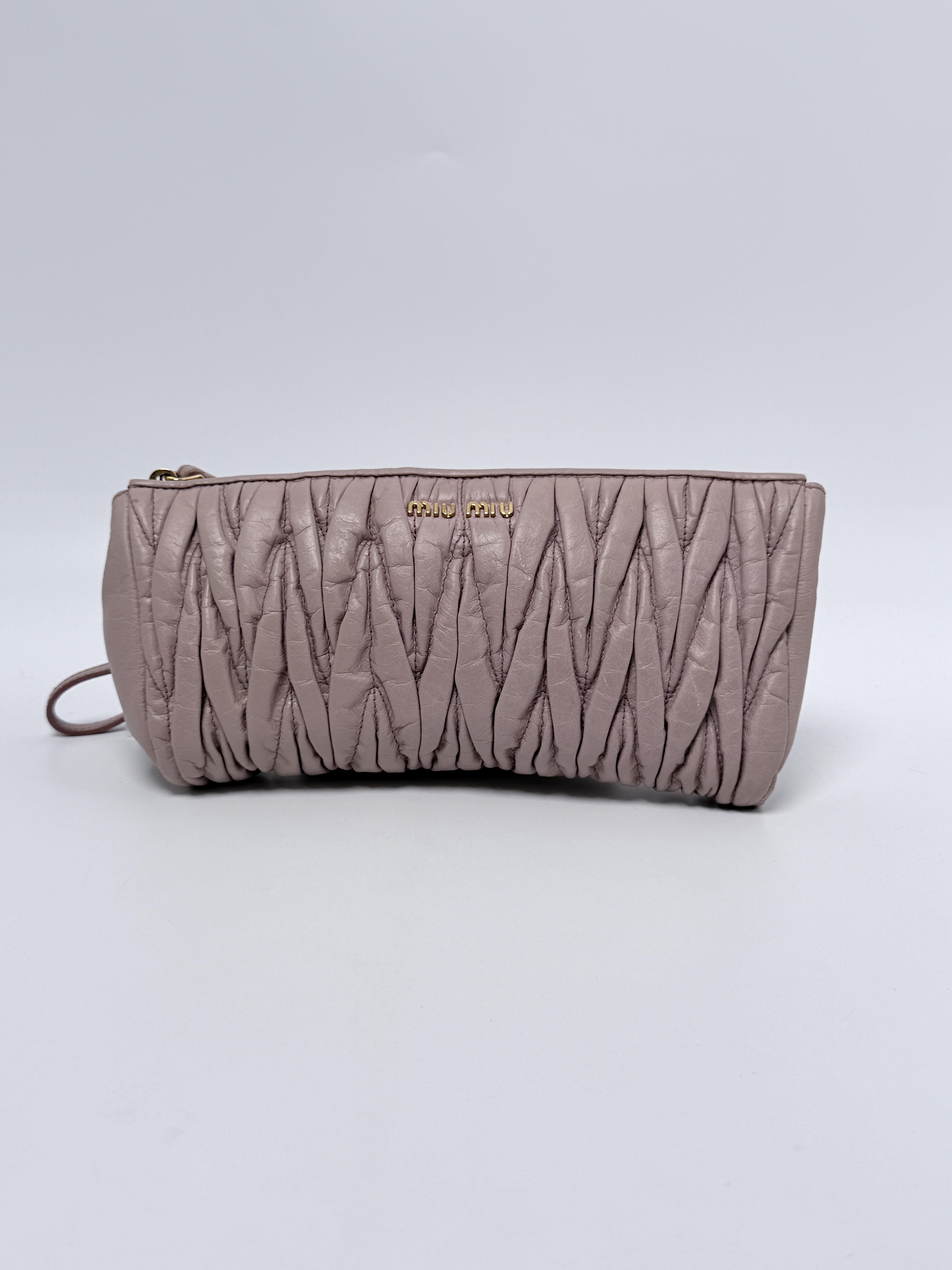 Matelasse Nappa Zip Wristlet Clutch Pouch Orchid Pink JD1335MM