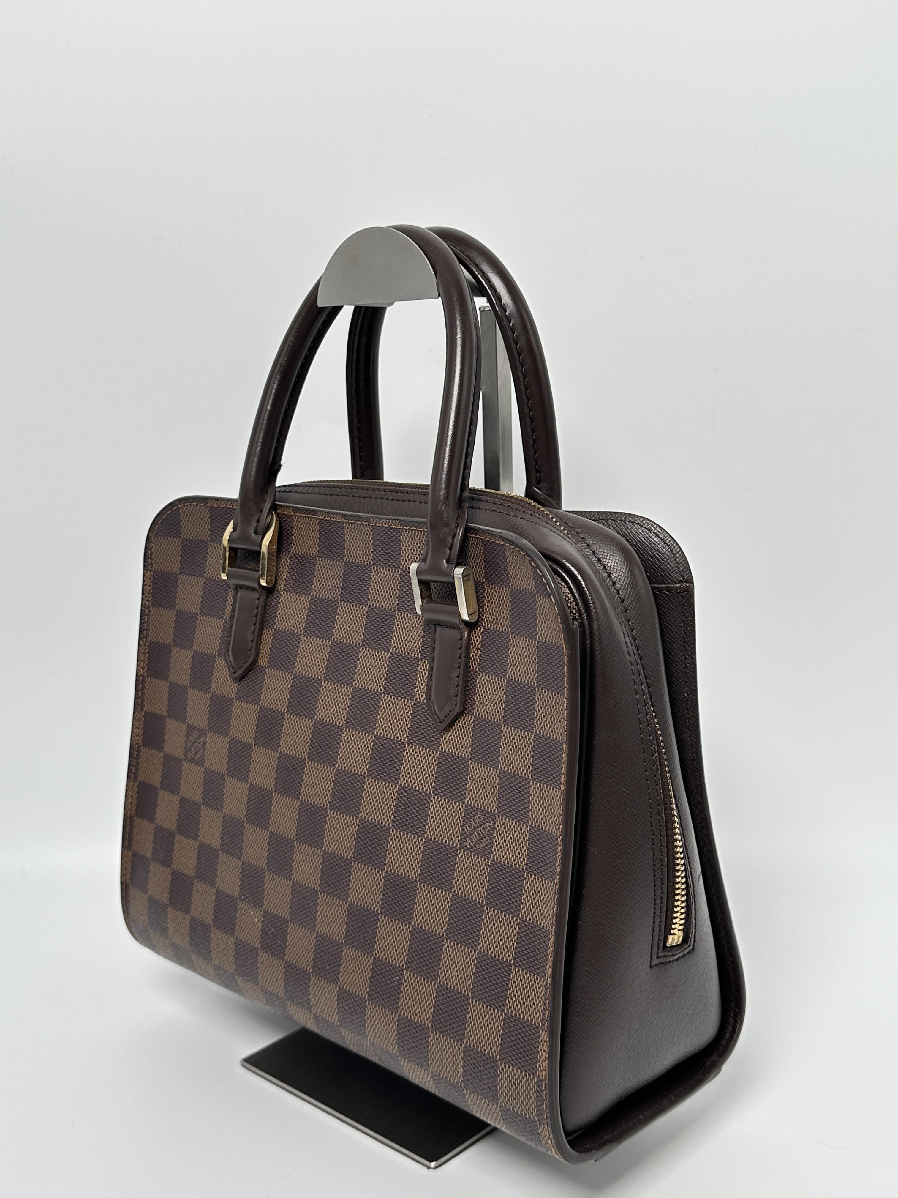 Pre-owned Louis Vuitton Canvas Shoulder Bags Damier Ebene Triana Handle Handbag Doctor Bag Brown JD698LV