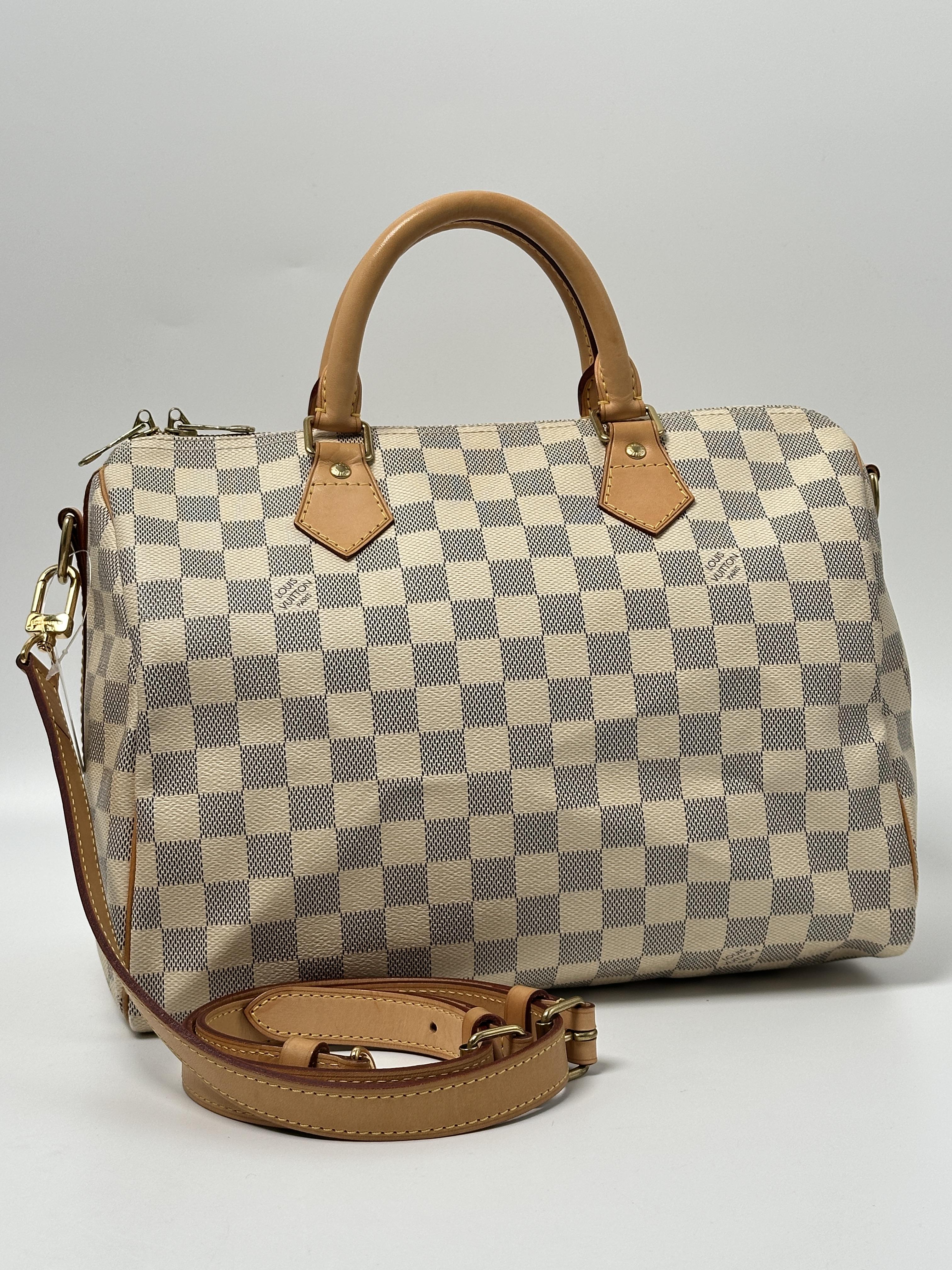 Speedy Bandoulière 30 in Damier Azur Canvas Shoulder Bag Top Handle Handbag XU029LV