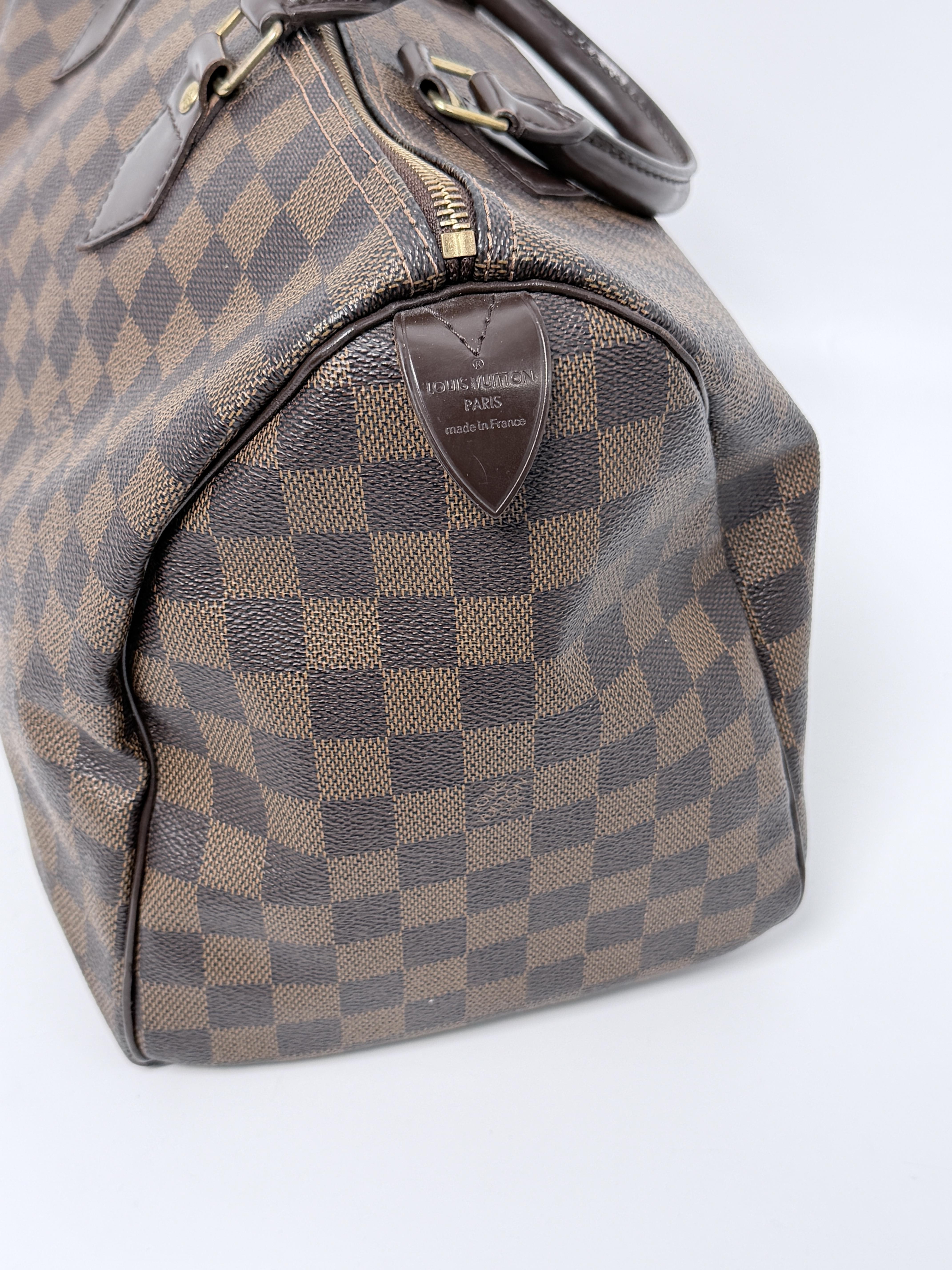 Pre-owned Louis Vuitton Leather Shoulder Bags Damier Ebene Speedy 35 Top Handle Handbag Shoulder Handbag JA982LV