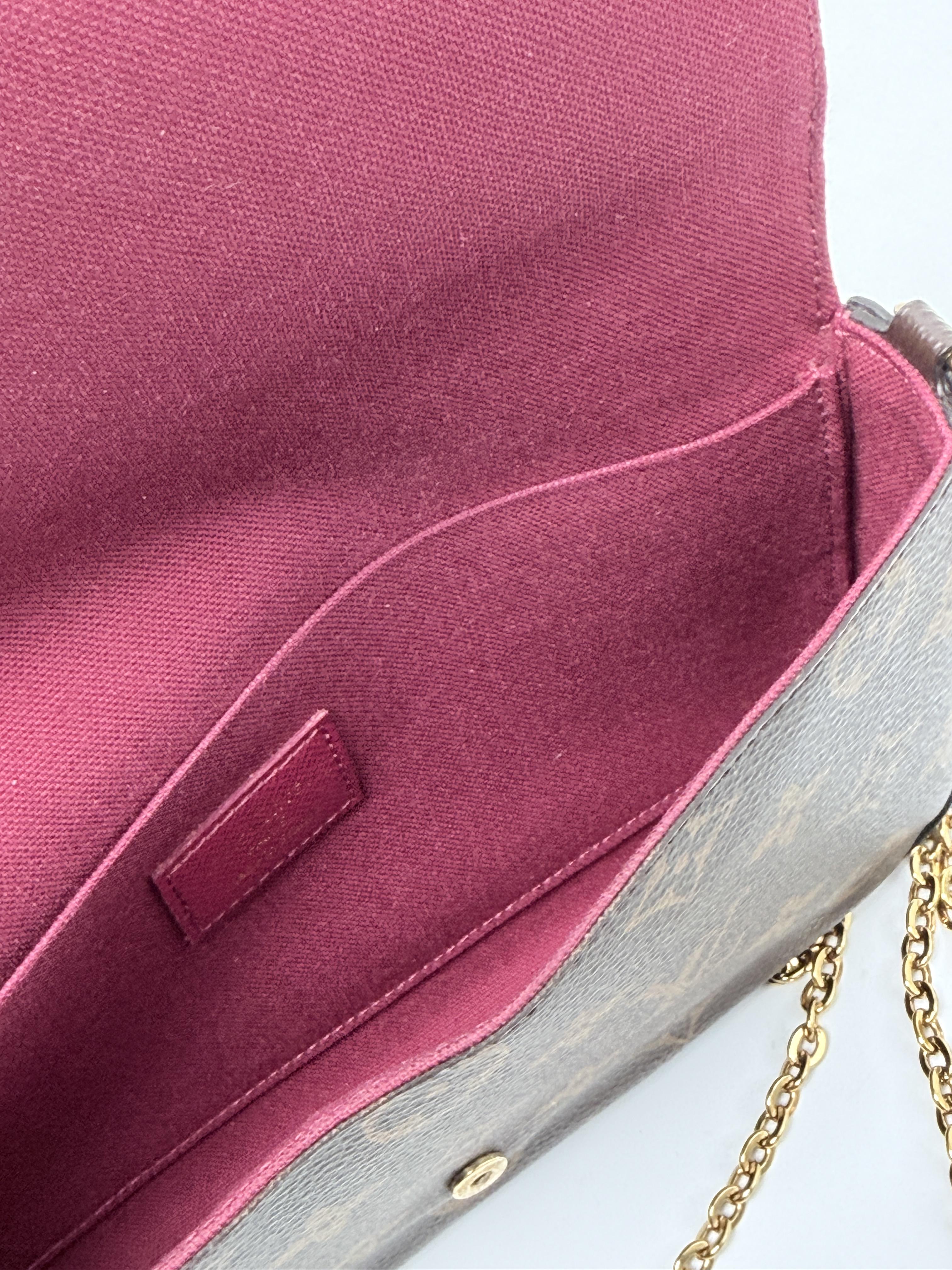 Monogram Pochette Felicie Fuchsia 3in1 Chain Shoulder Crossbody Bag Handbag BB004LV