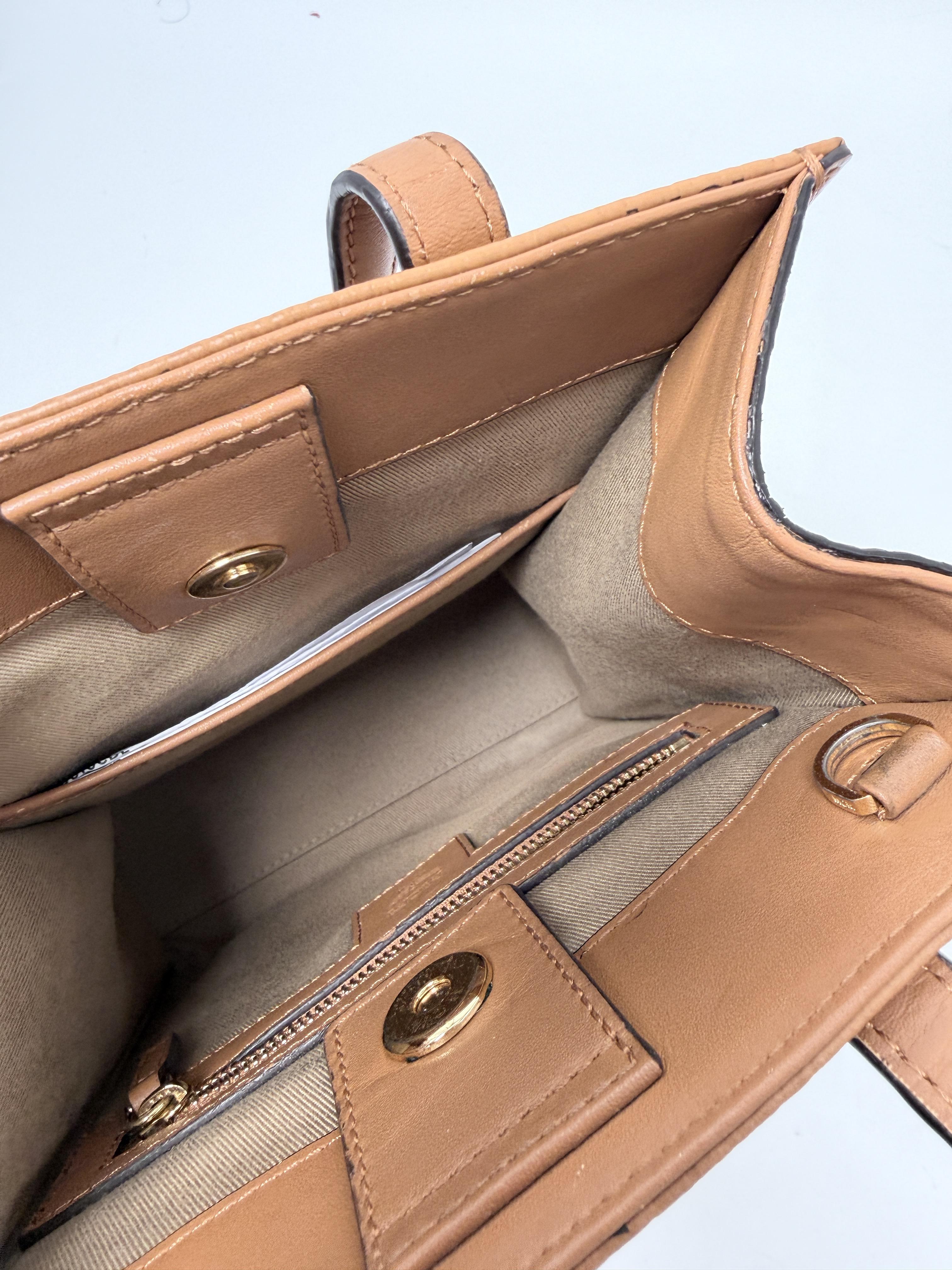 Aren Mini Tote in Visetos Cognac Crossbody Bag Handle Handbag JD1438MCM