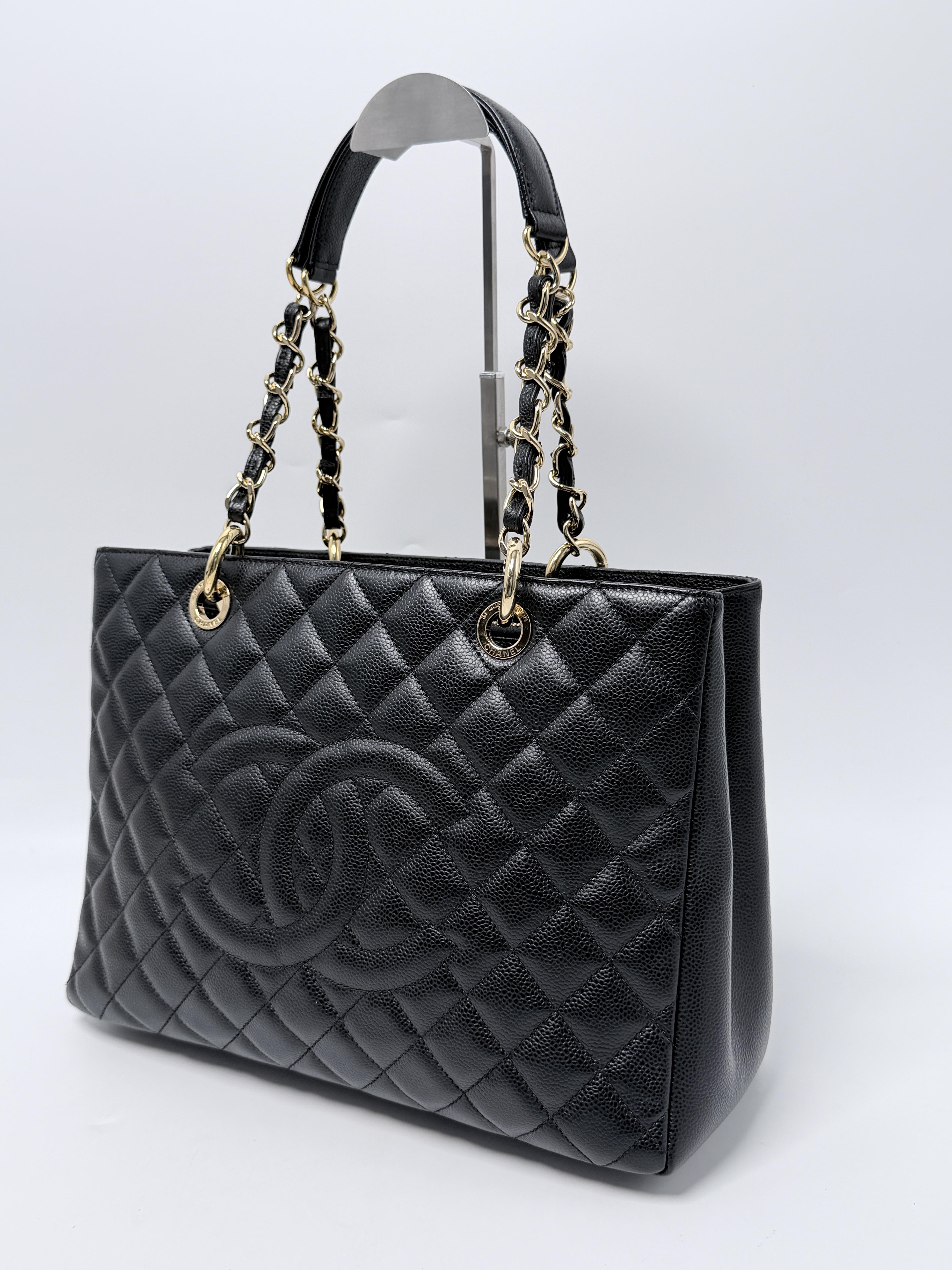 Grand Shopping Tote (GST) Quilted Caviar Black GHW HB011CC