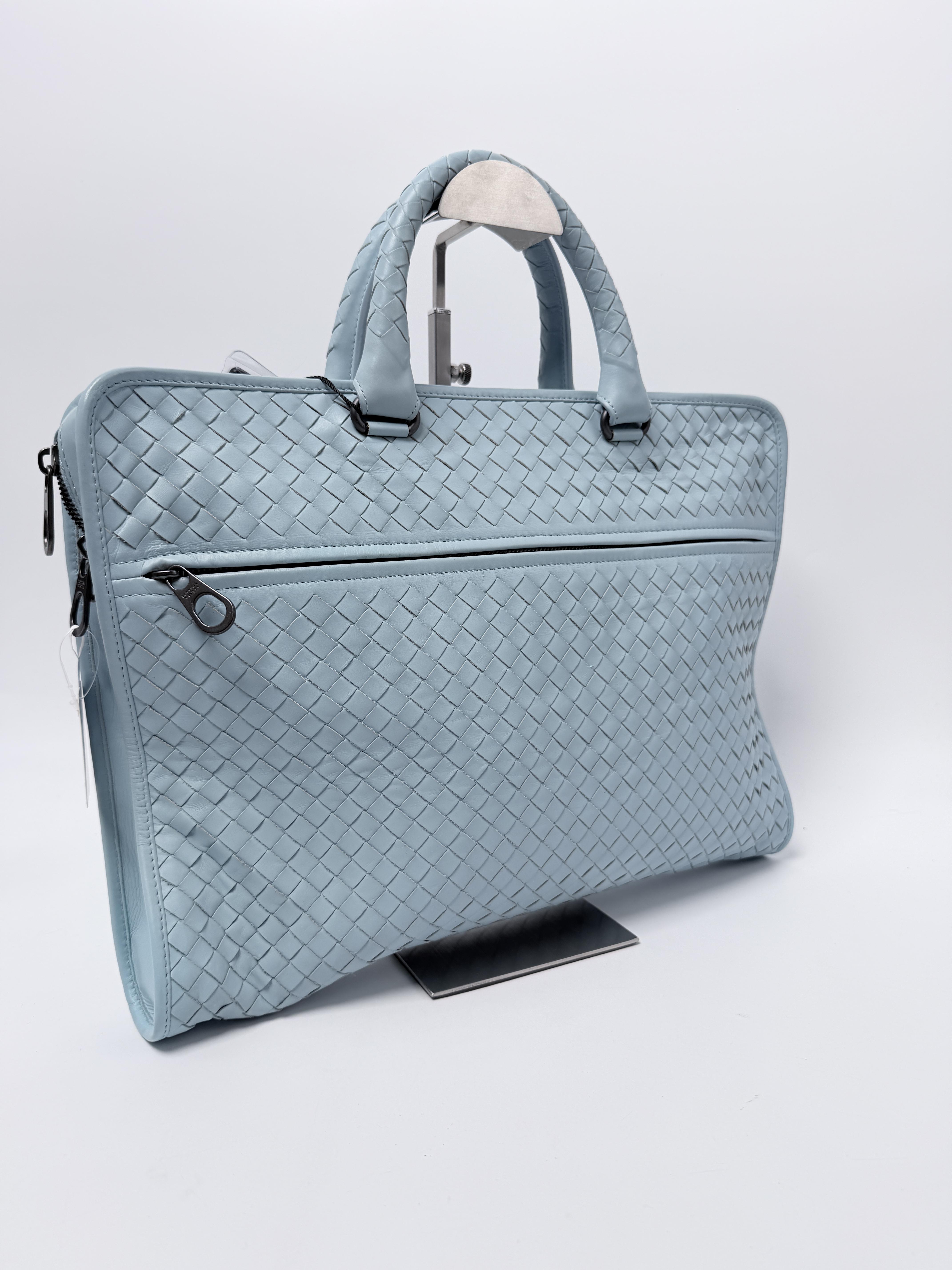 Intrecciato Light Blue Briefcase Messenger Bag Laptop JA1361BV