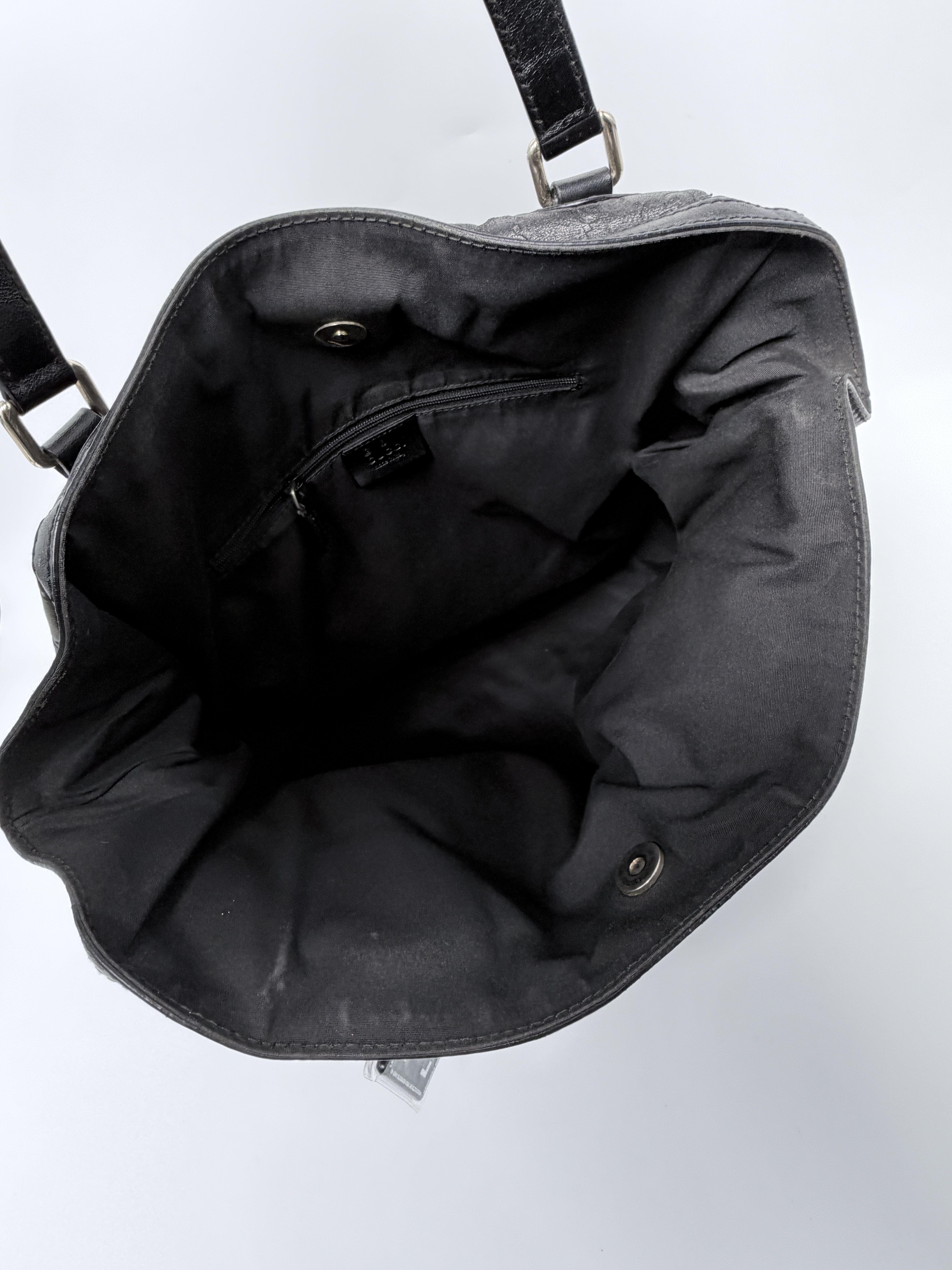 Horsebit Embossed Full Moon Tote Bag Shoulder Handbag Black SH494GG