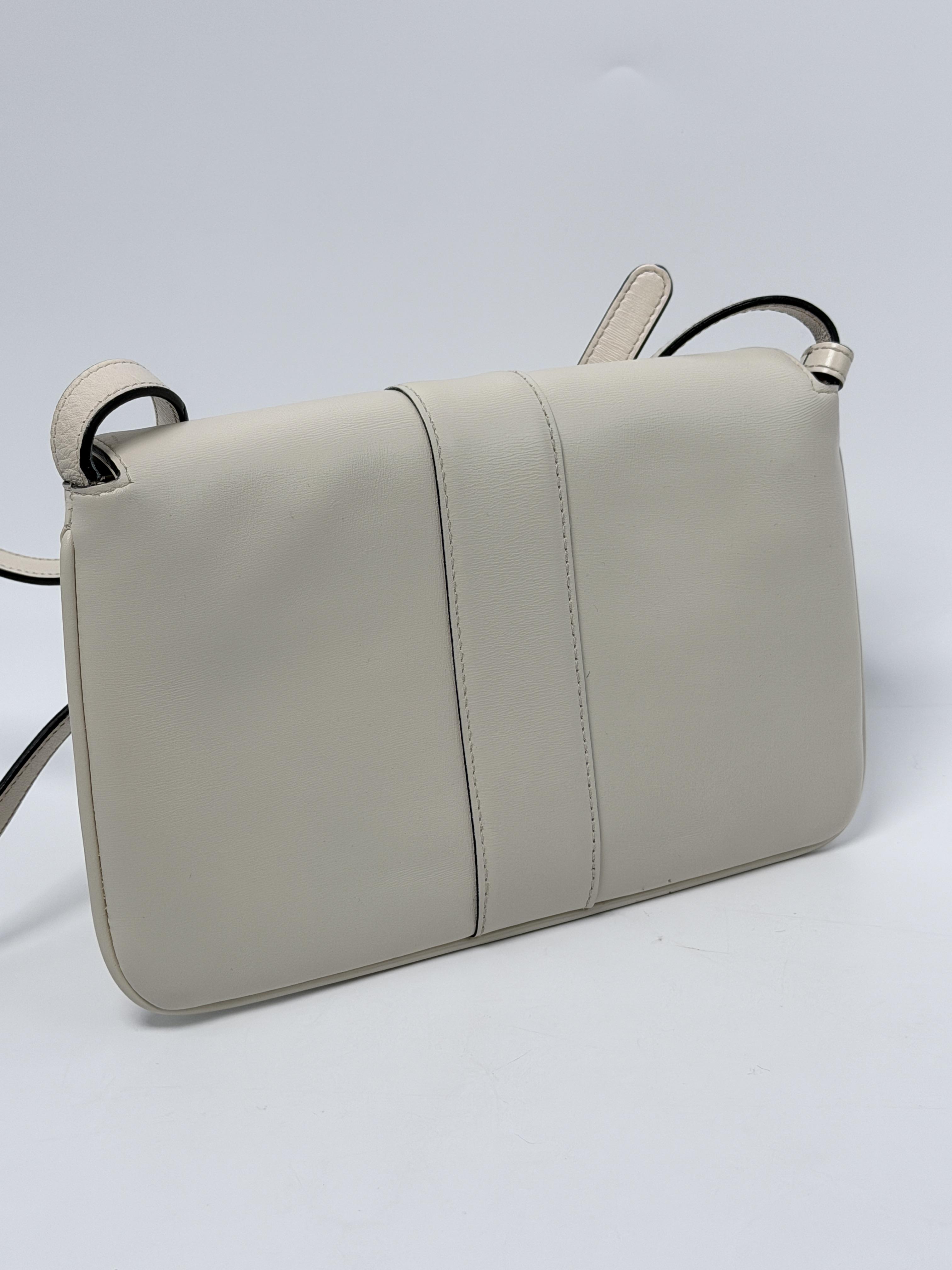 Arli White Calfskin Flap Crossbody Saddle Bag Gold Hardware FJ012GG