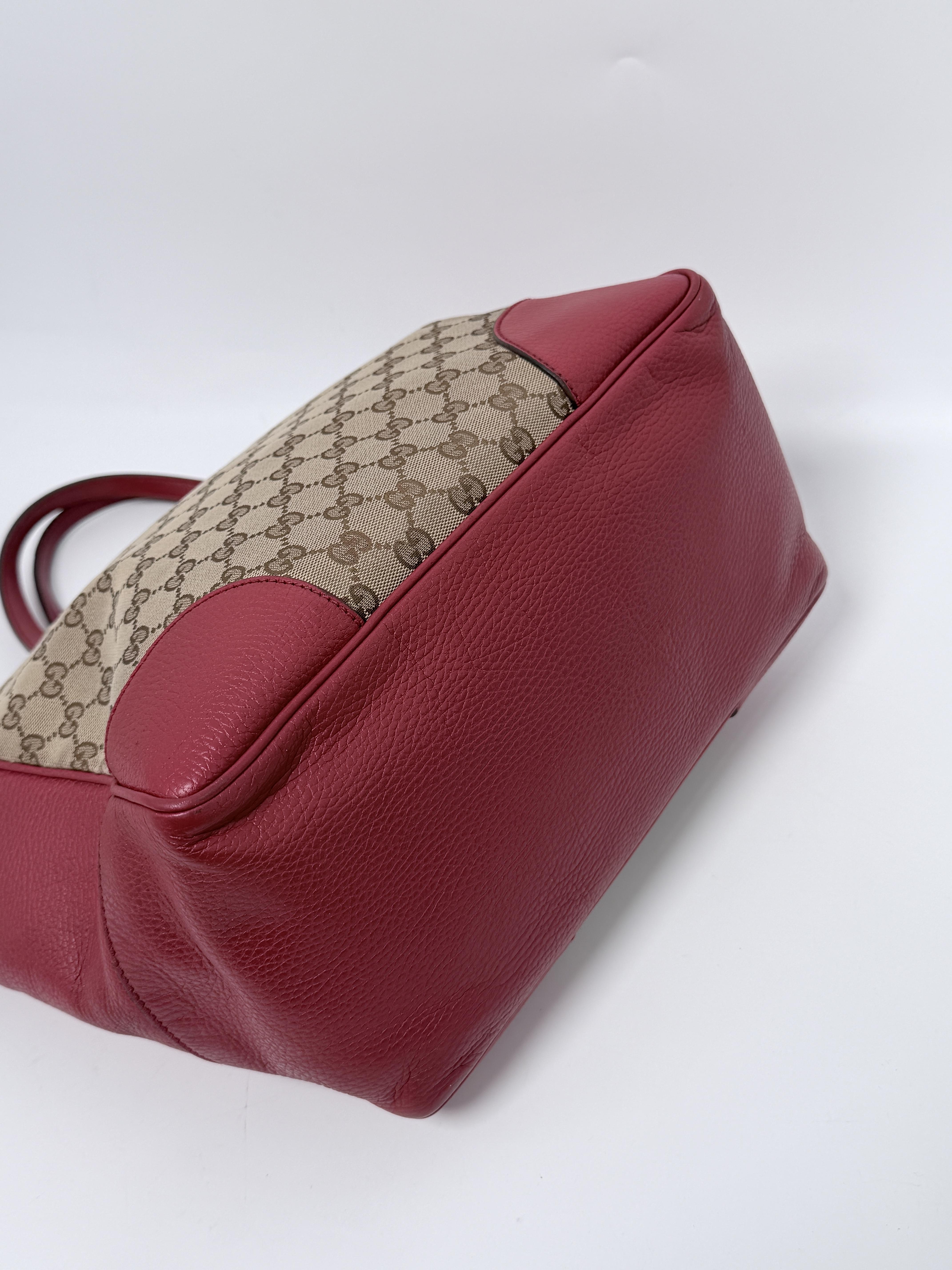 Pre-owned GUCCI Canvas Shoulder Bags GG Bree Medium Tote Bag Shoulder Handbag Pink/Beige JD413GG
