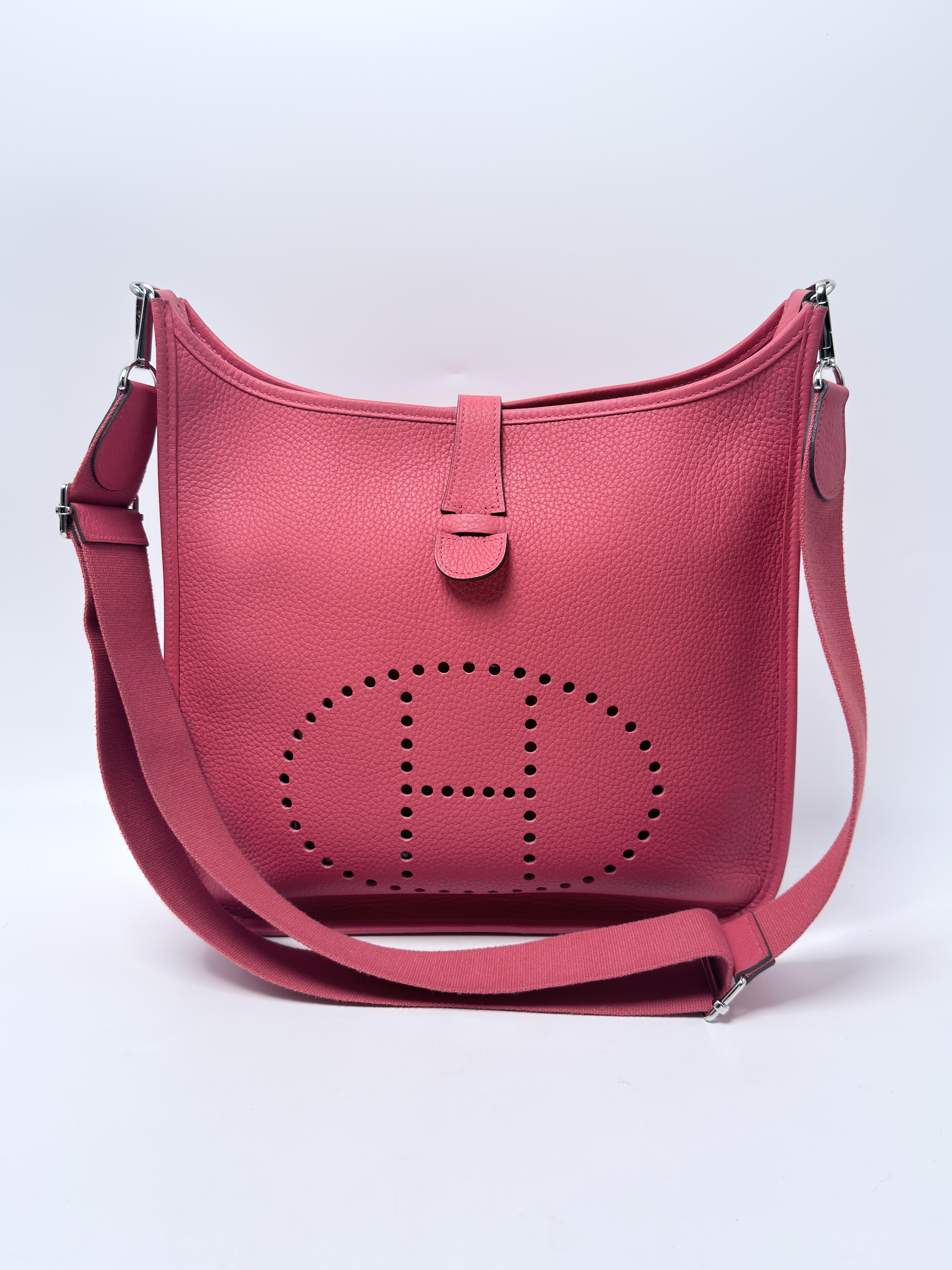 Hermes Evelyne III 29 PM Rose Extreme Clemence Silver Hardware HB001HM