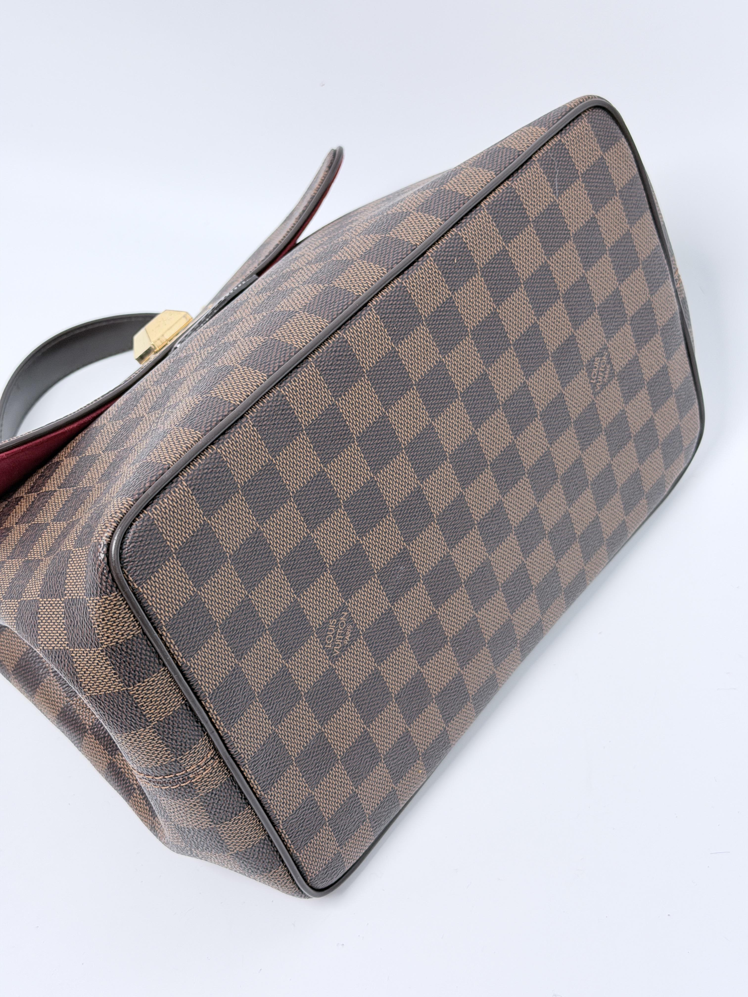 Pre-owned Louis Vuitton Canvas Shoulder Bags Damier Ebene Brown Gold Hardware Top Handle Bag Crossbody Bag JE261LV