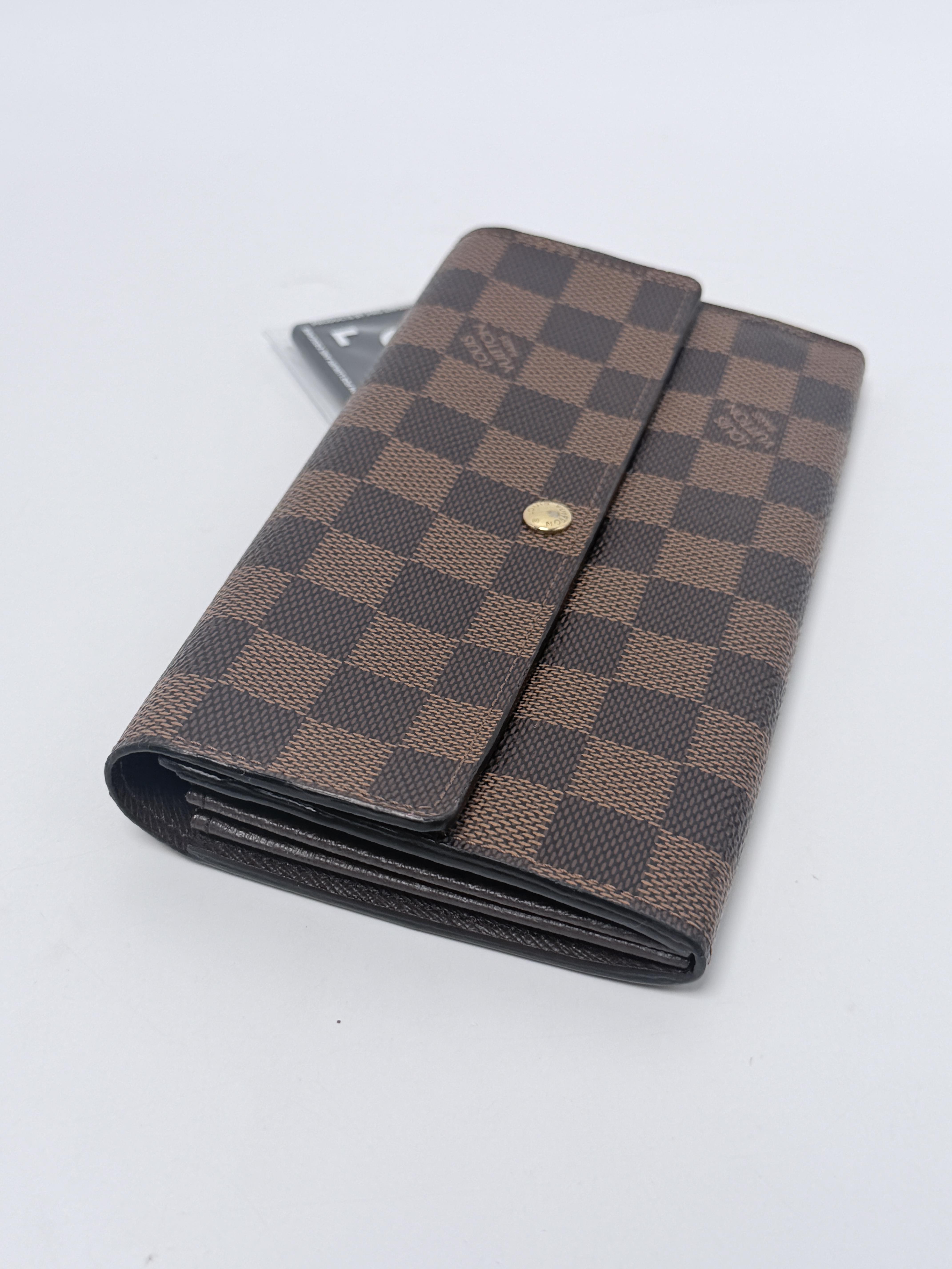 Sarah Wallet Damier Ebene Brown Canvas Long Flap Wallet JD1307LV