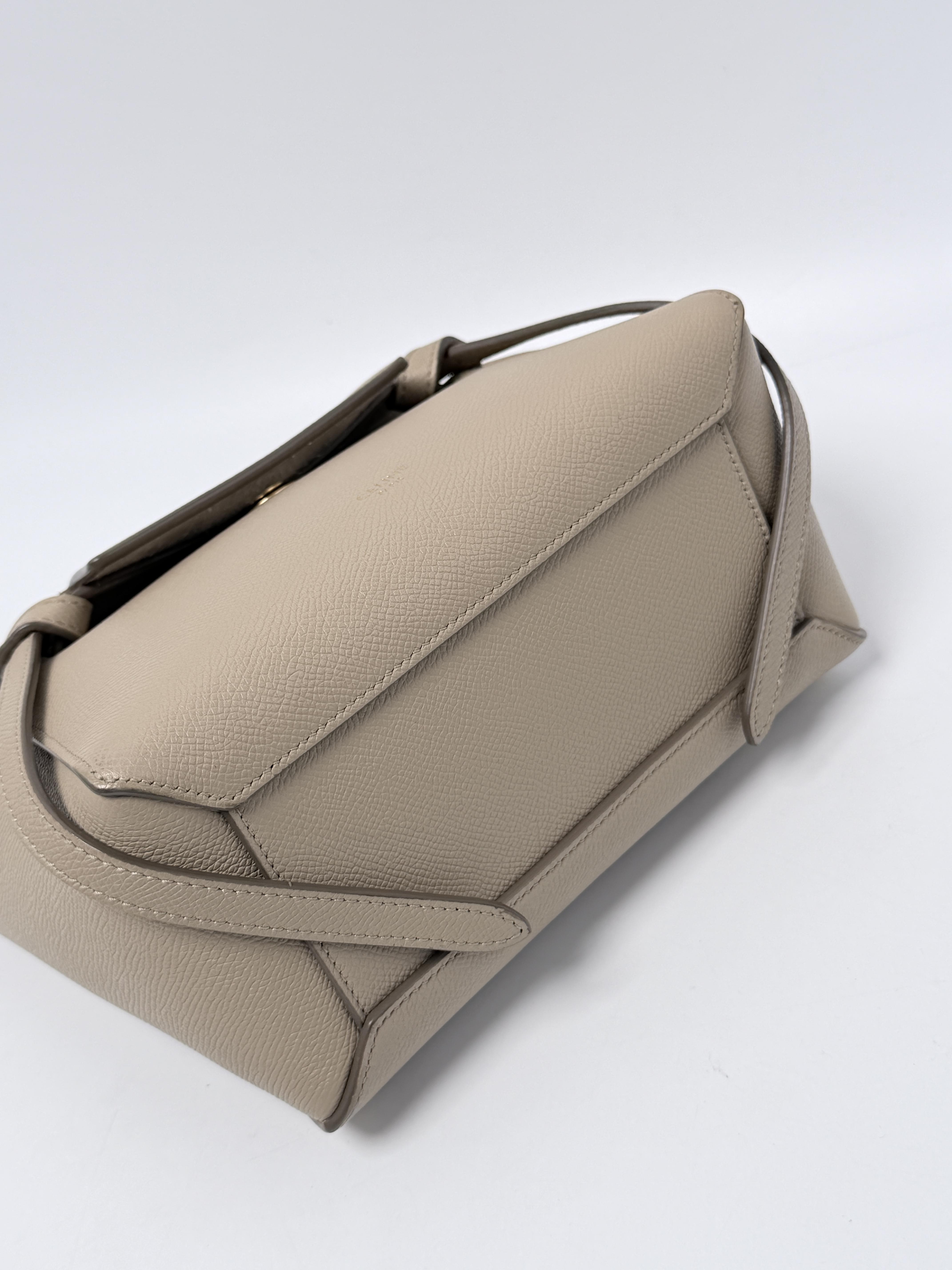 Nano Belt Bag Taupe Grey Shoulder Crossbody Handle Handbag P009CE
