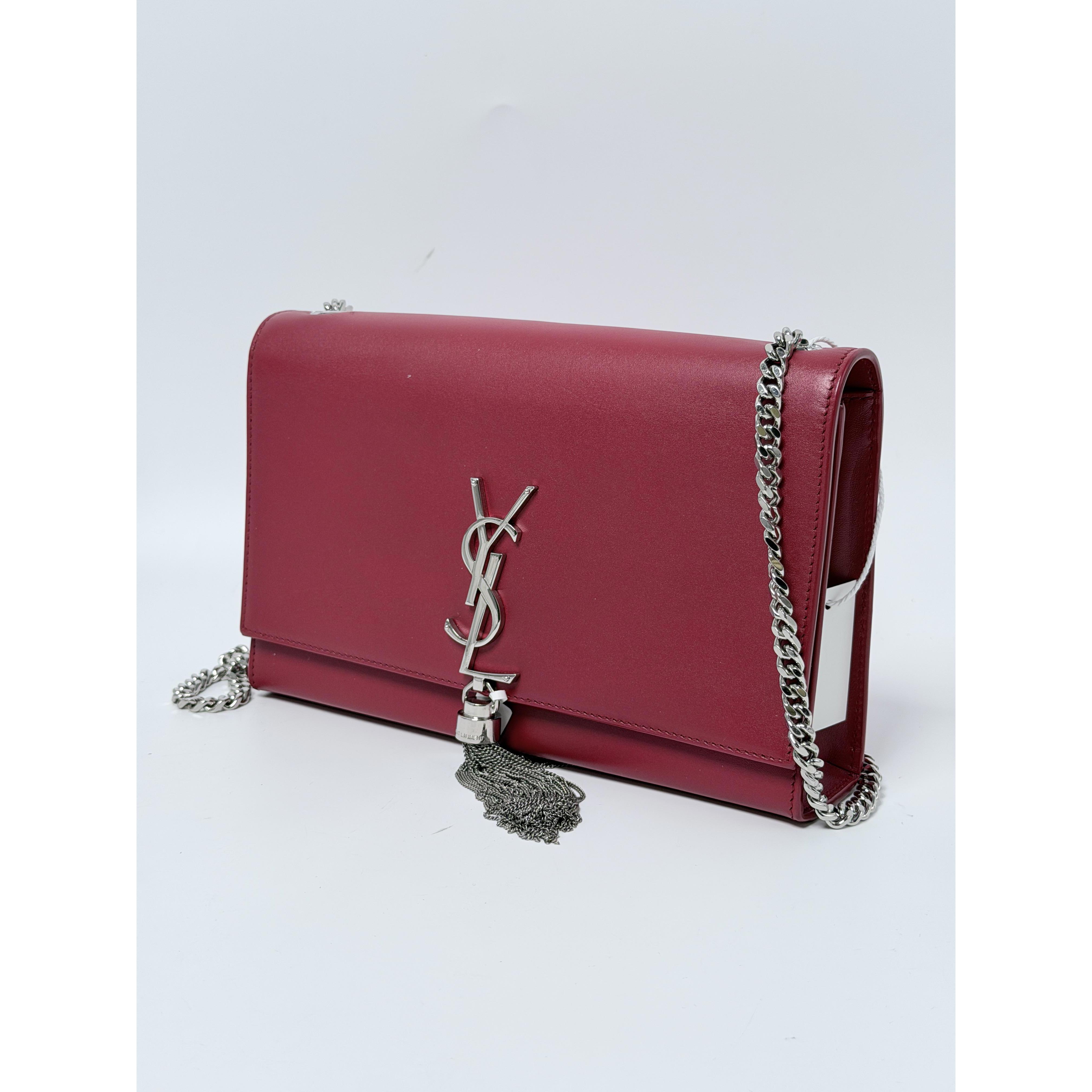 Pre-owned Yves Saint Laurent Leather Crossbody Bags Saint Laurent Kate Red Silver Medium Tassel Chain Crossbody Bag Shoulder Handbag YS317FEI