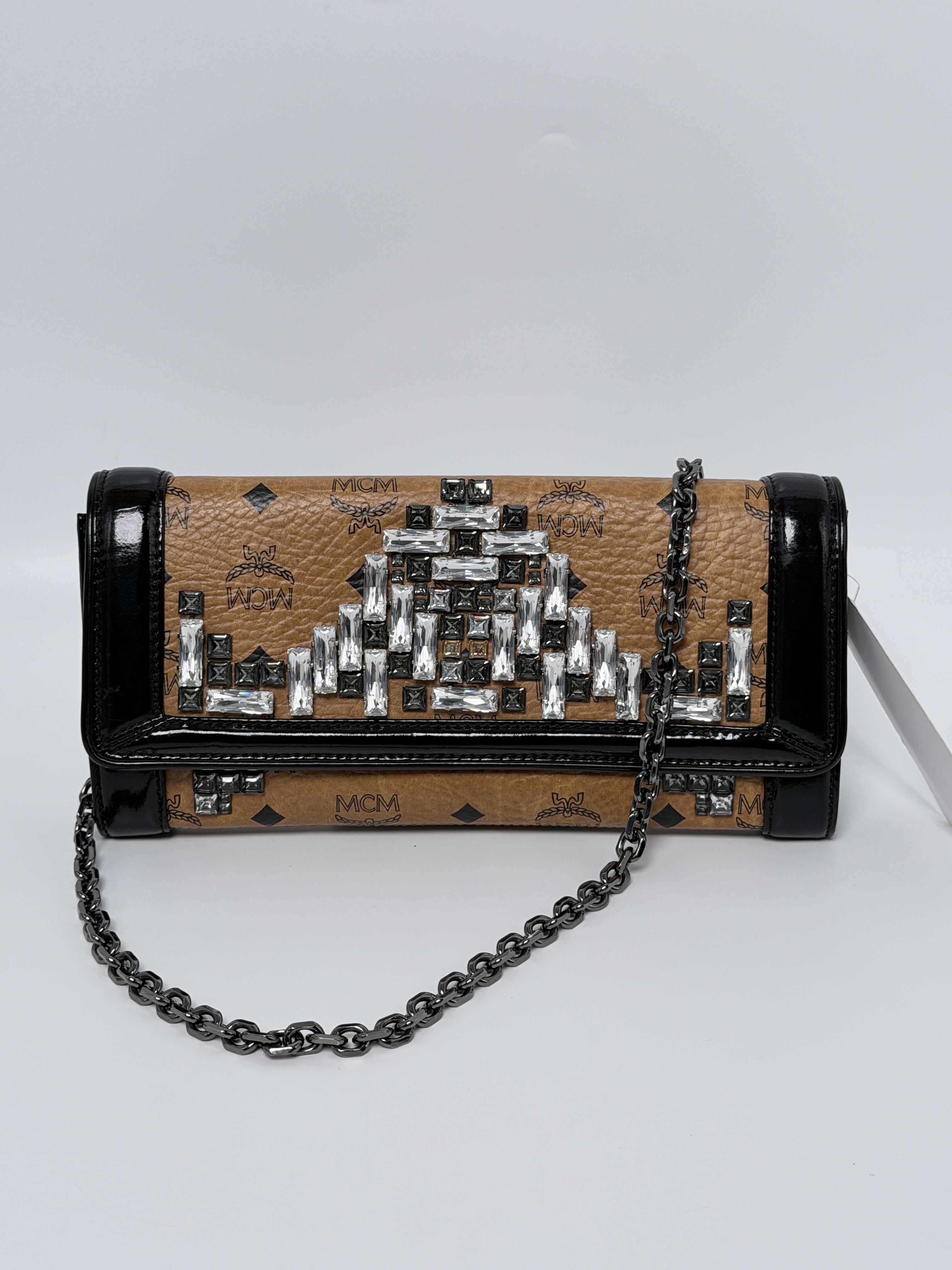 Visetos Crystal Studded Flap Shoulder Bag ZS003MCM