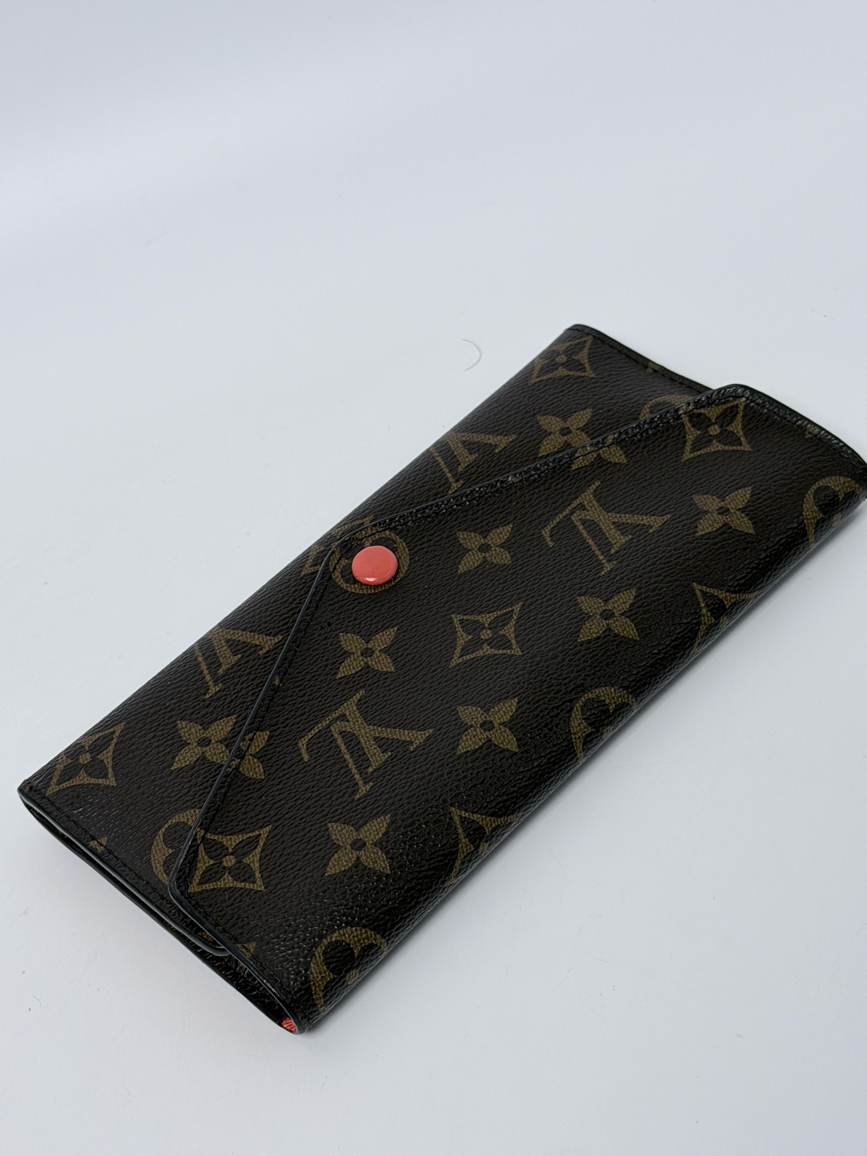 Pre-owned Louis Vuitton Canvas Clutches & Wristlets Josephine Long Flap Wallet Monogram Piment Orange 2in1 JD205LV