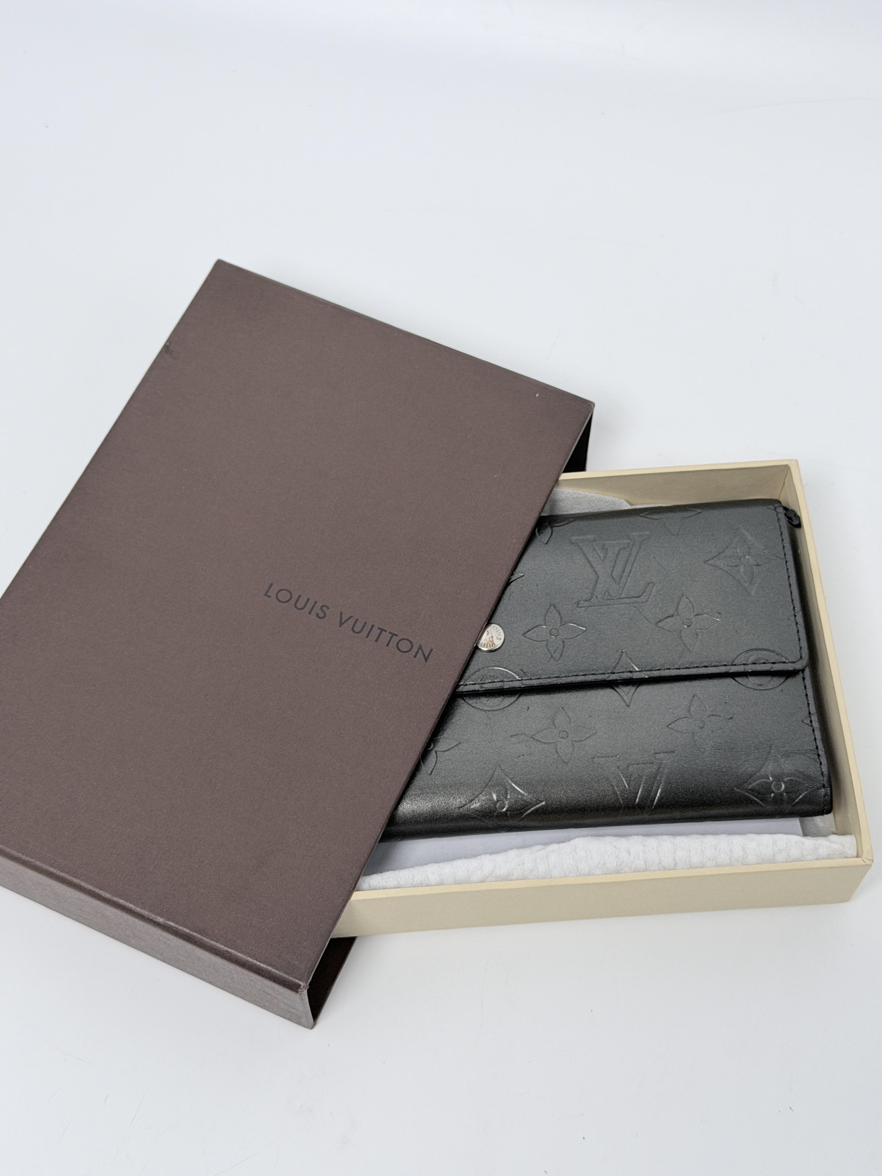 Monogram Glace Ancre Wallet Black Trifold Purse Box JD1110LV