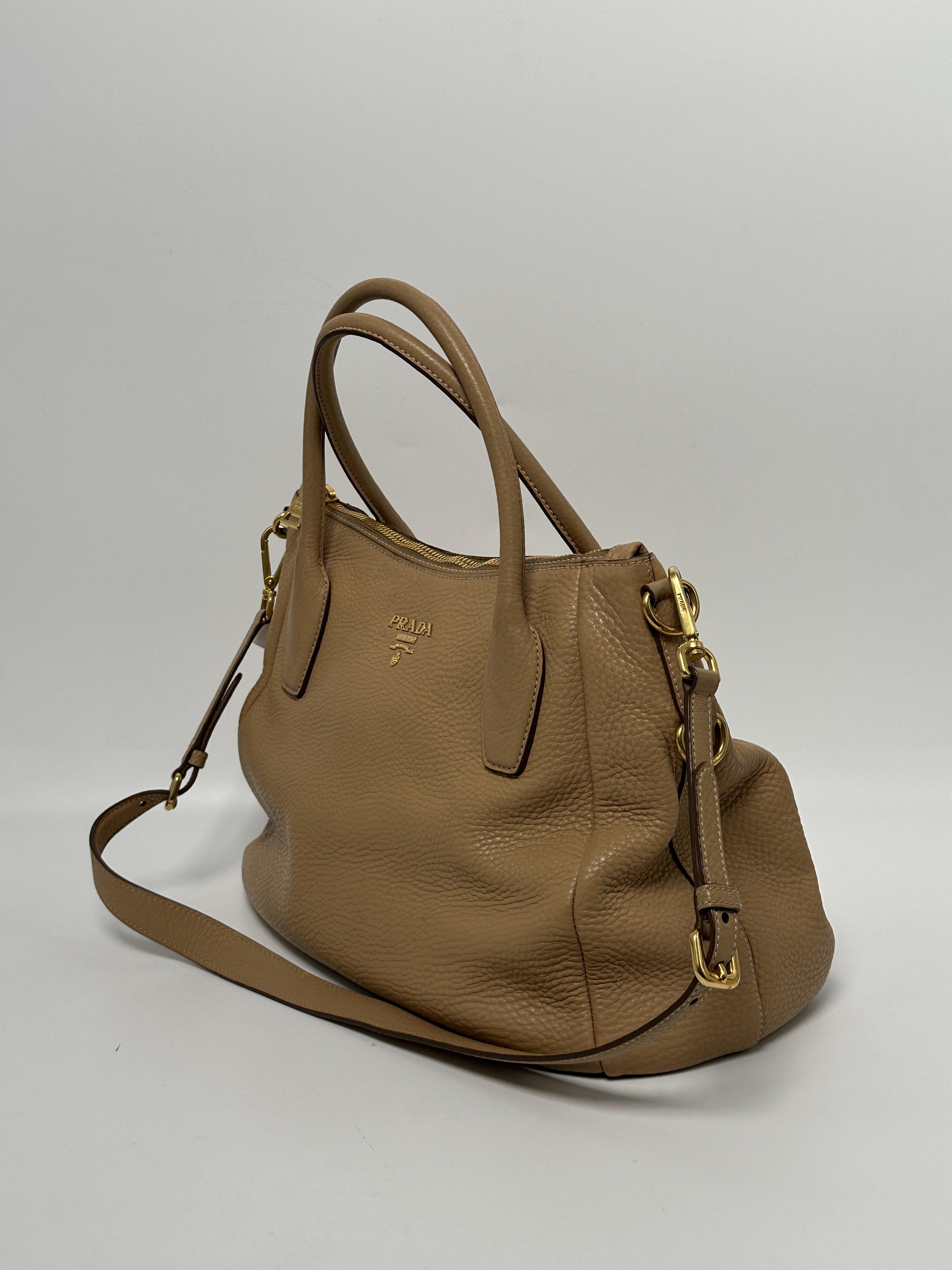 Vitello Daino Shopping Tote Beige Shoulder Bag Top Handle Handbag JA917PR