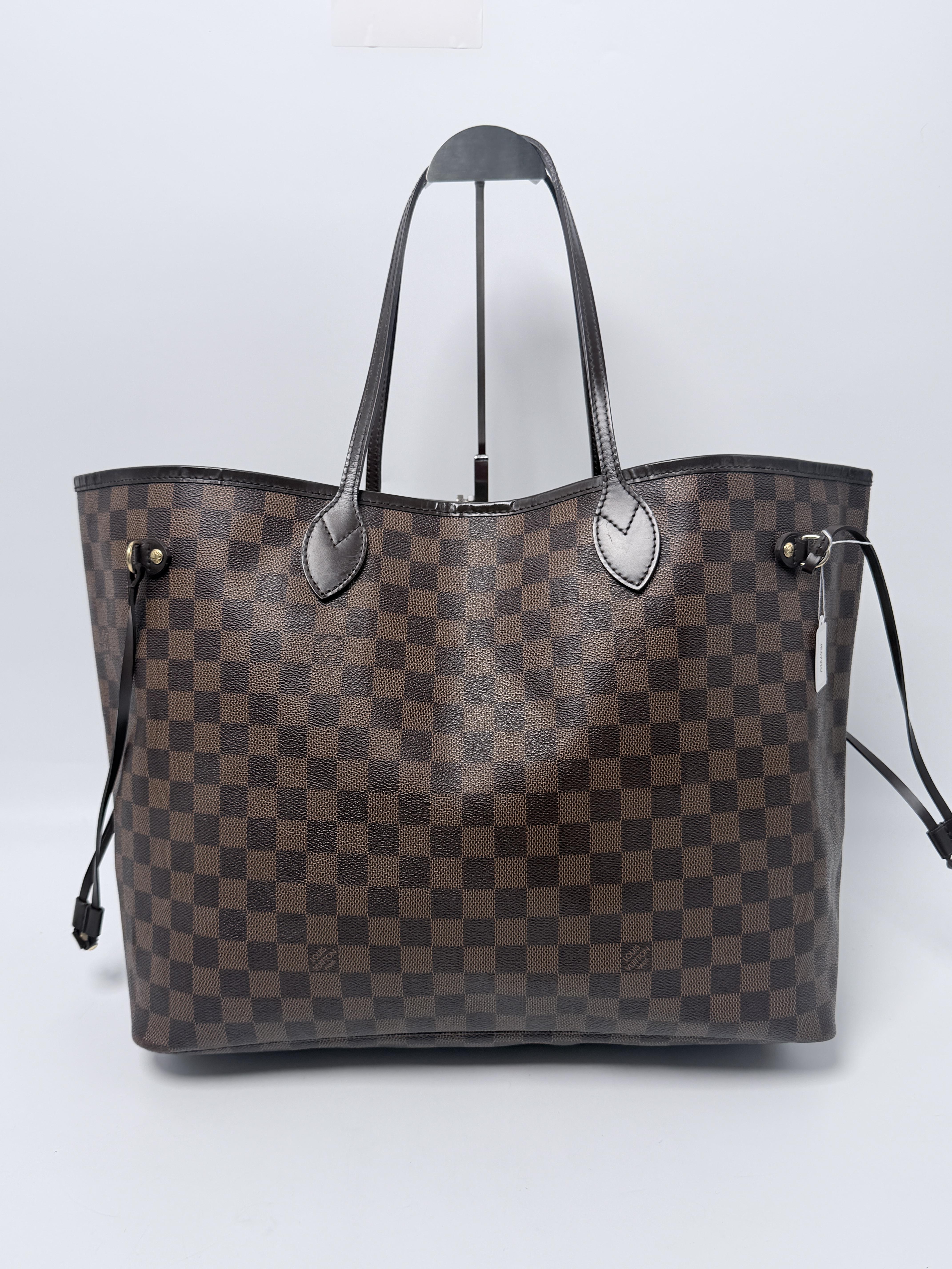 Damier Ebene Neverfull GM Shopper Tote Bag Top Handle Handbag JE672LV