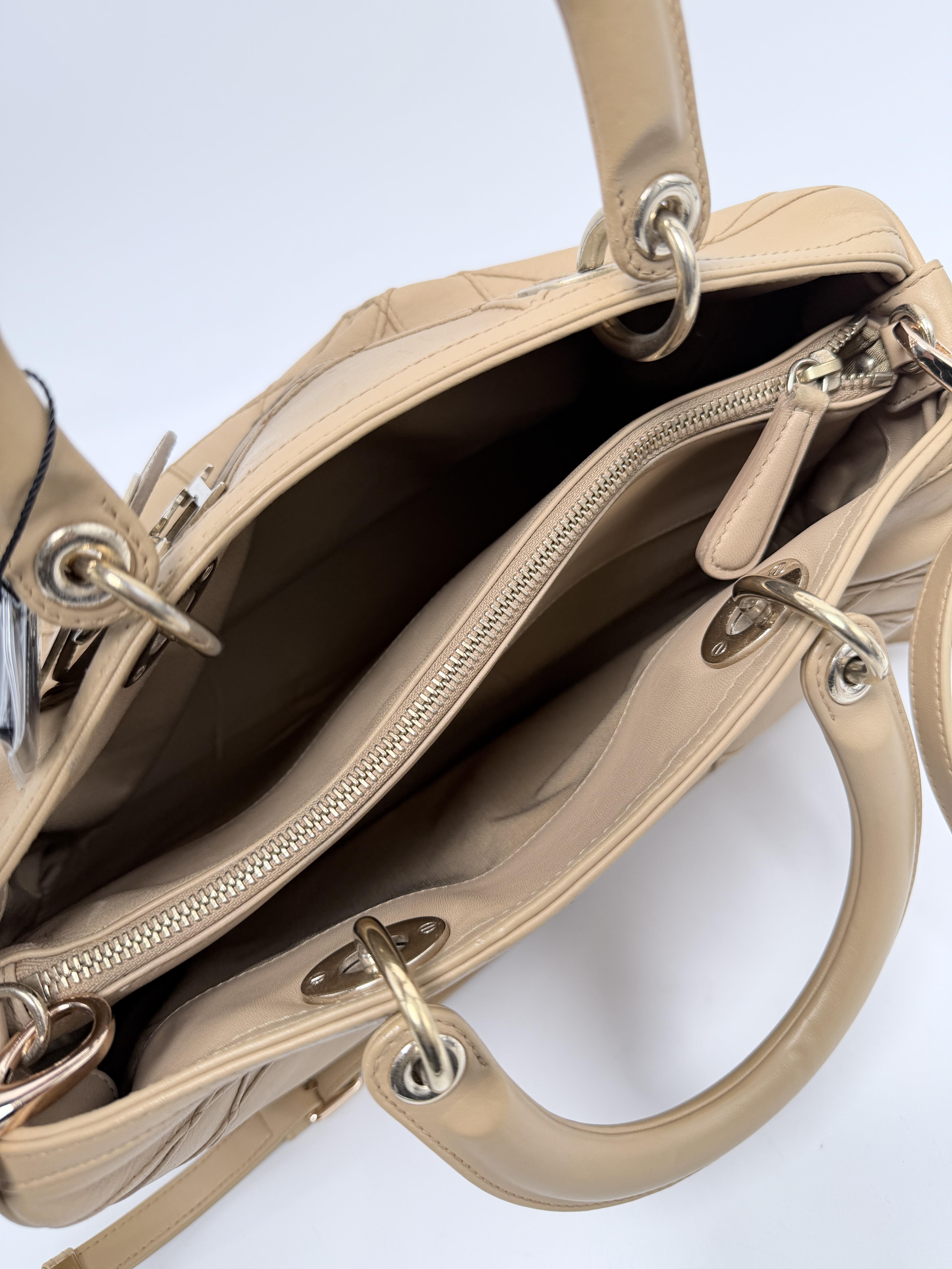 Christian Granville Polochon Beige Cannage Satchel Bag JD1239DR