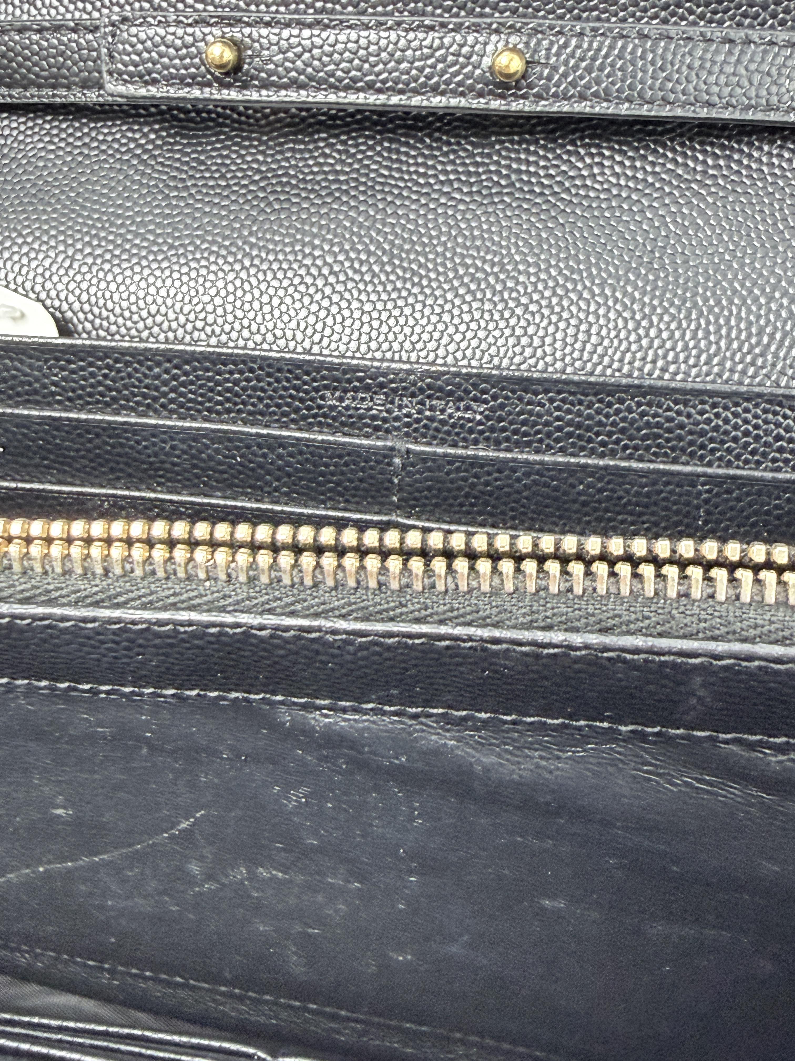 Saint Laurent Envelope Chain Grain de Poudre Shoulder Bag Clutch Black XU004YS