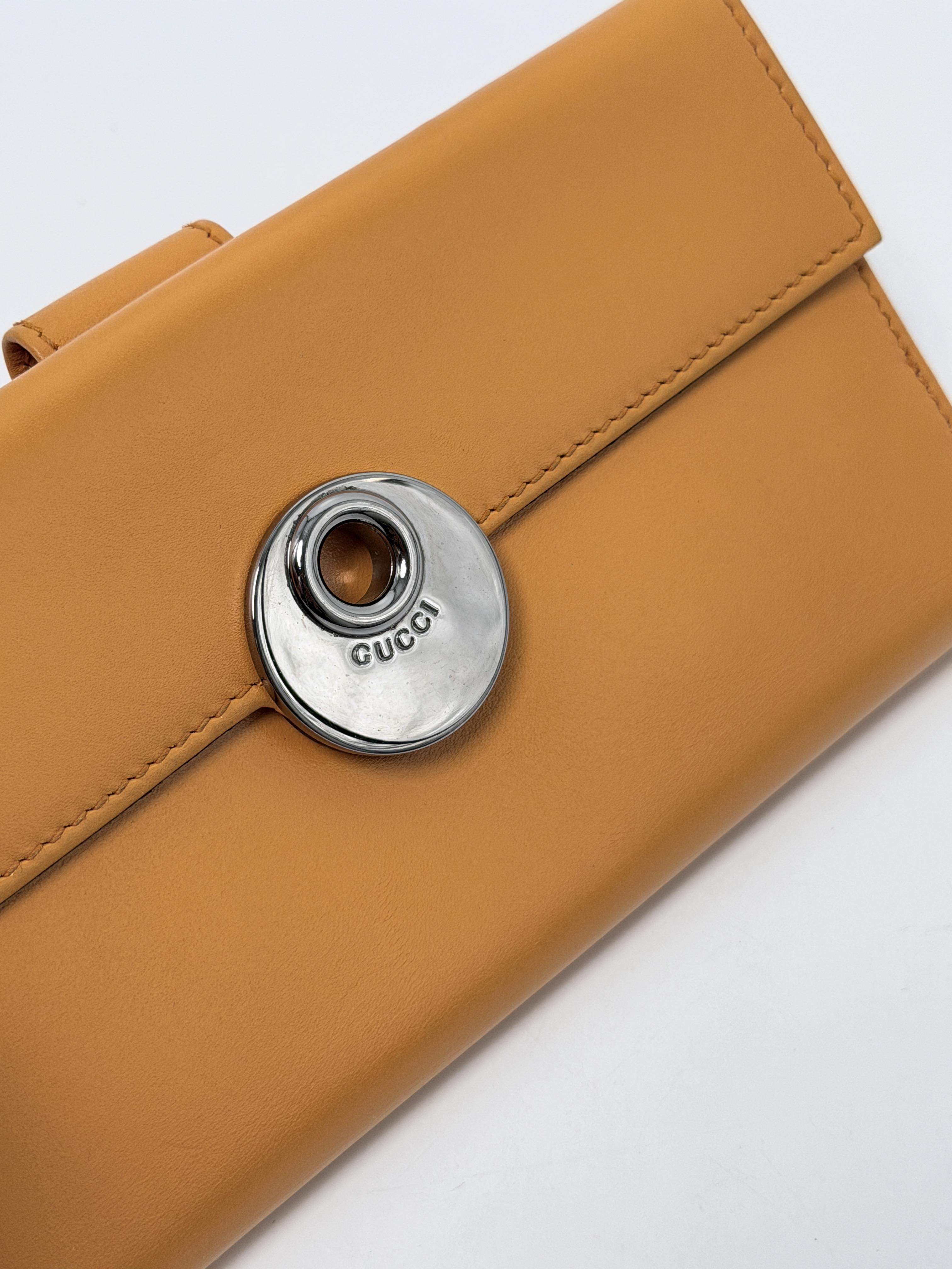 Vintage Eclipse Grained Continental Long Wallet Orange Flap Clutch JD1112GG