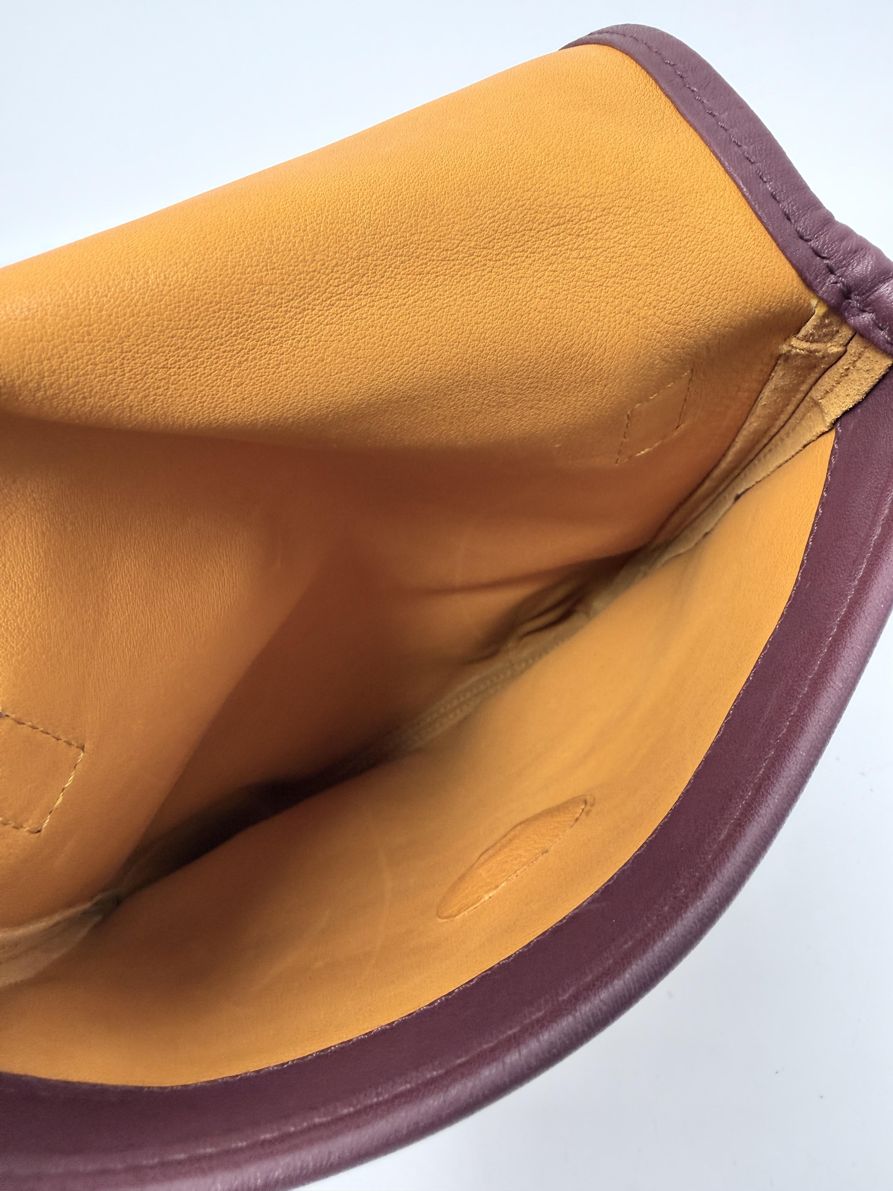 Vintage Anagram Mustard Suede Burgundy Leather Trim Crossbody Bag JP003LE