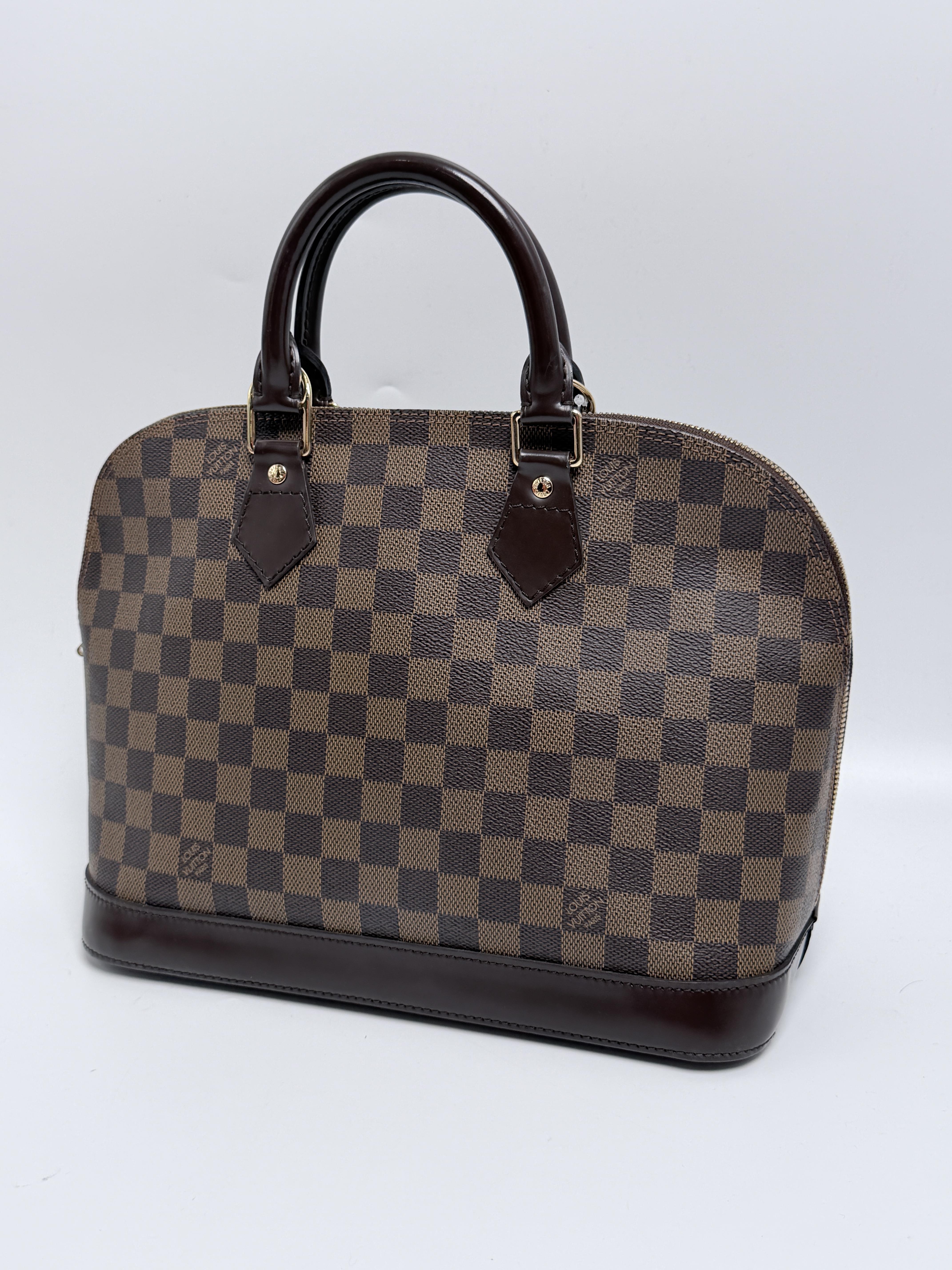 Pre-owned Louis Vuitton Canvas Shoulder Bags Damier Ebene Alma PM Top Handle Handbag Shoulder Bag ZS126LV