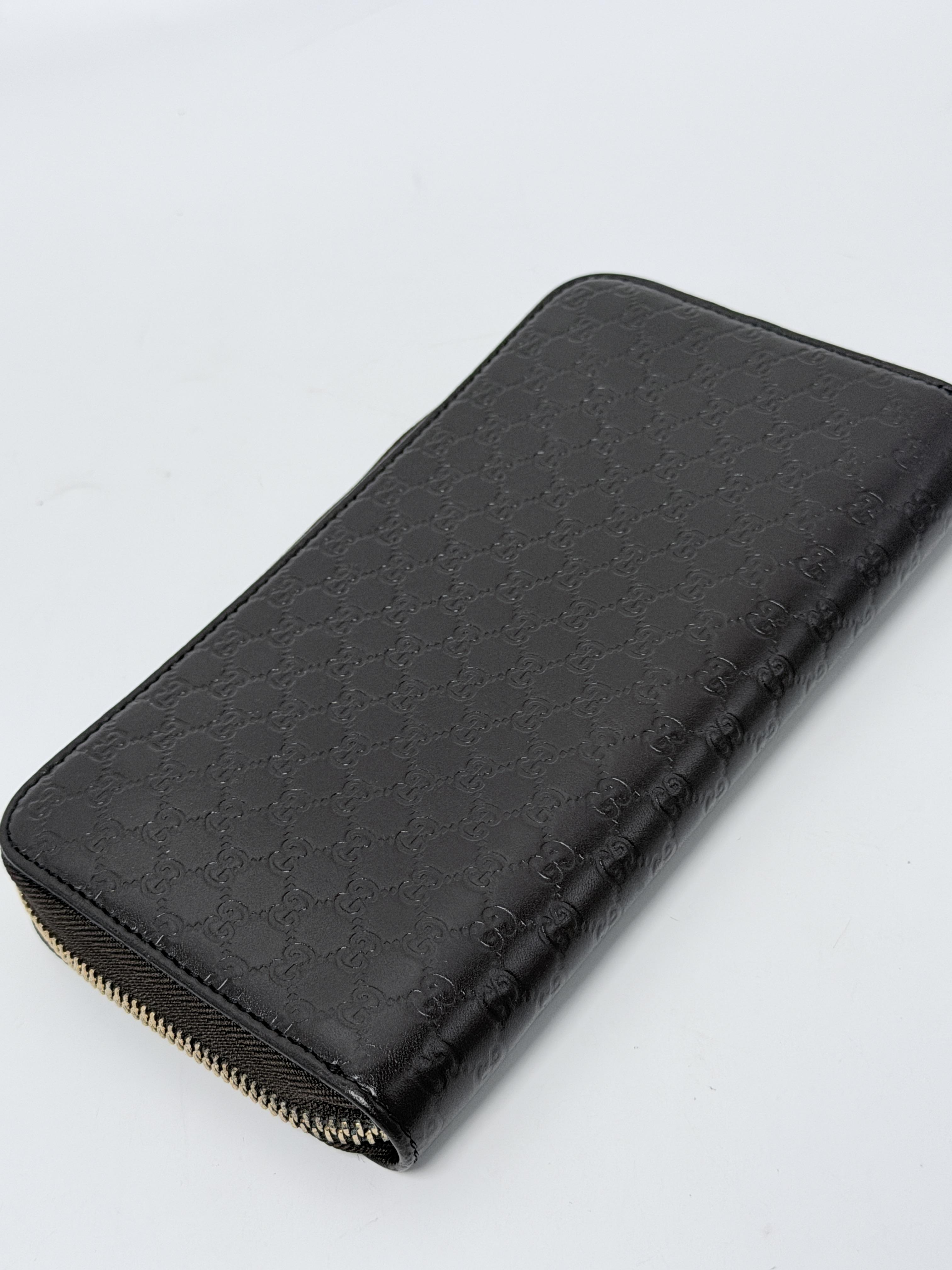 Microguccissima Zip Around Wallet Dark Brown JD1423GG