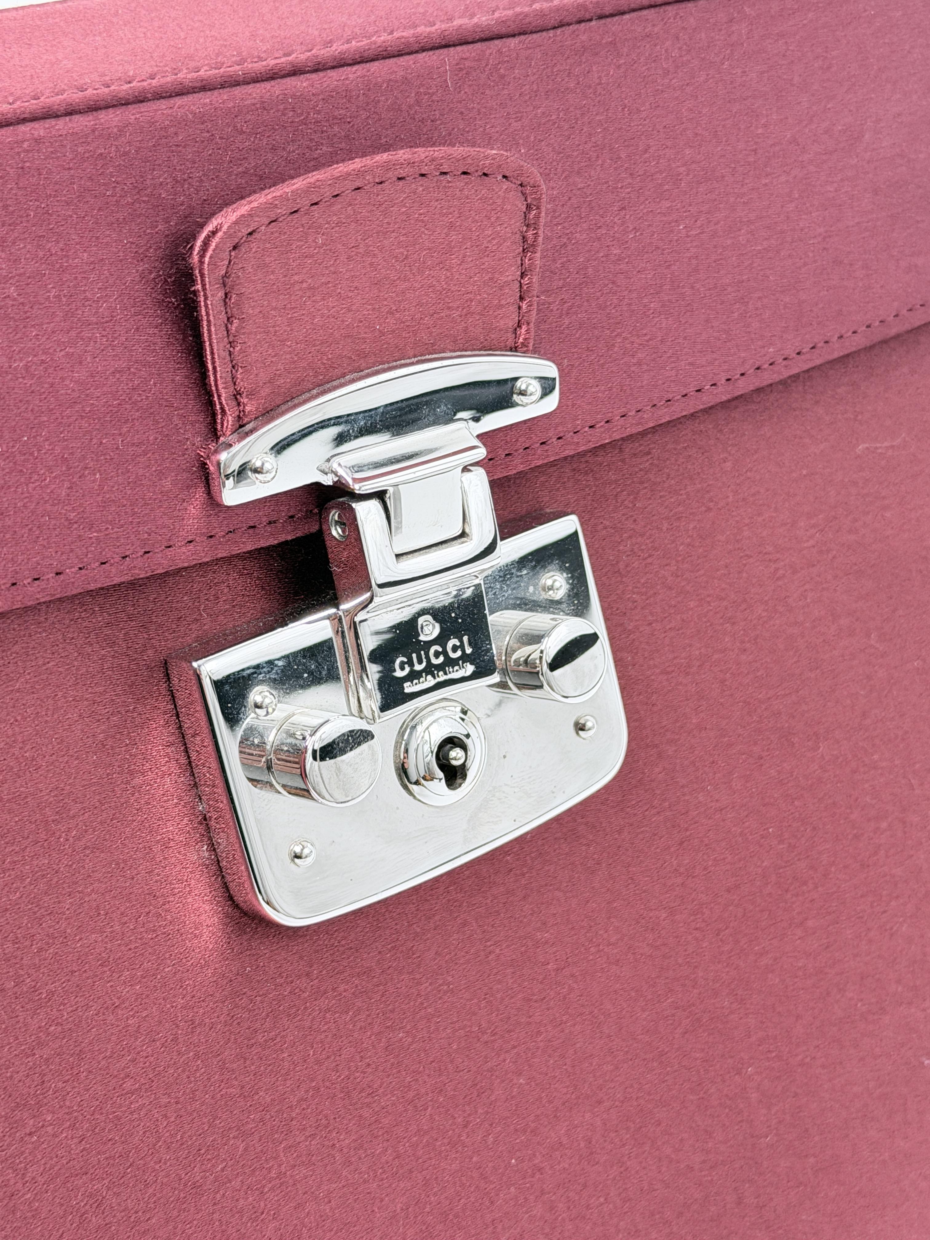 Lady Lock Bamboo Handle Bag Satin Burgundy Red Top Handle Flap Satchel JD1109GG