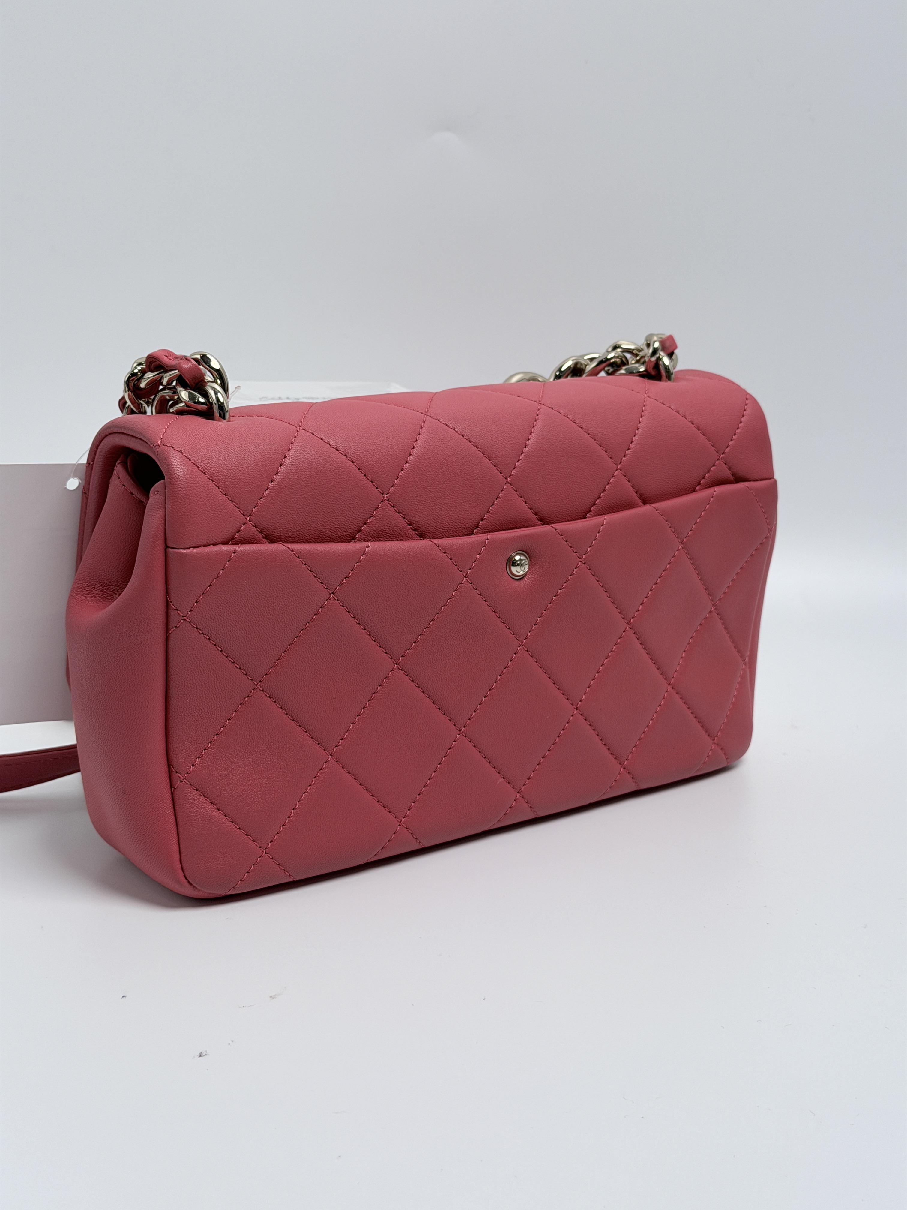 Pre-owned CHANEL Leather Shoulder Bags 23P Sweetheart Crush Mini Caviar Flap Bag Shoulder Handbag Pink ZS034CC