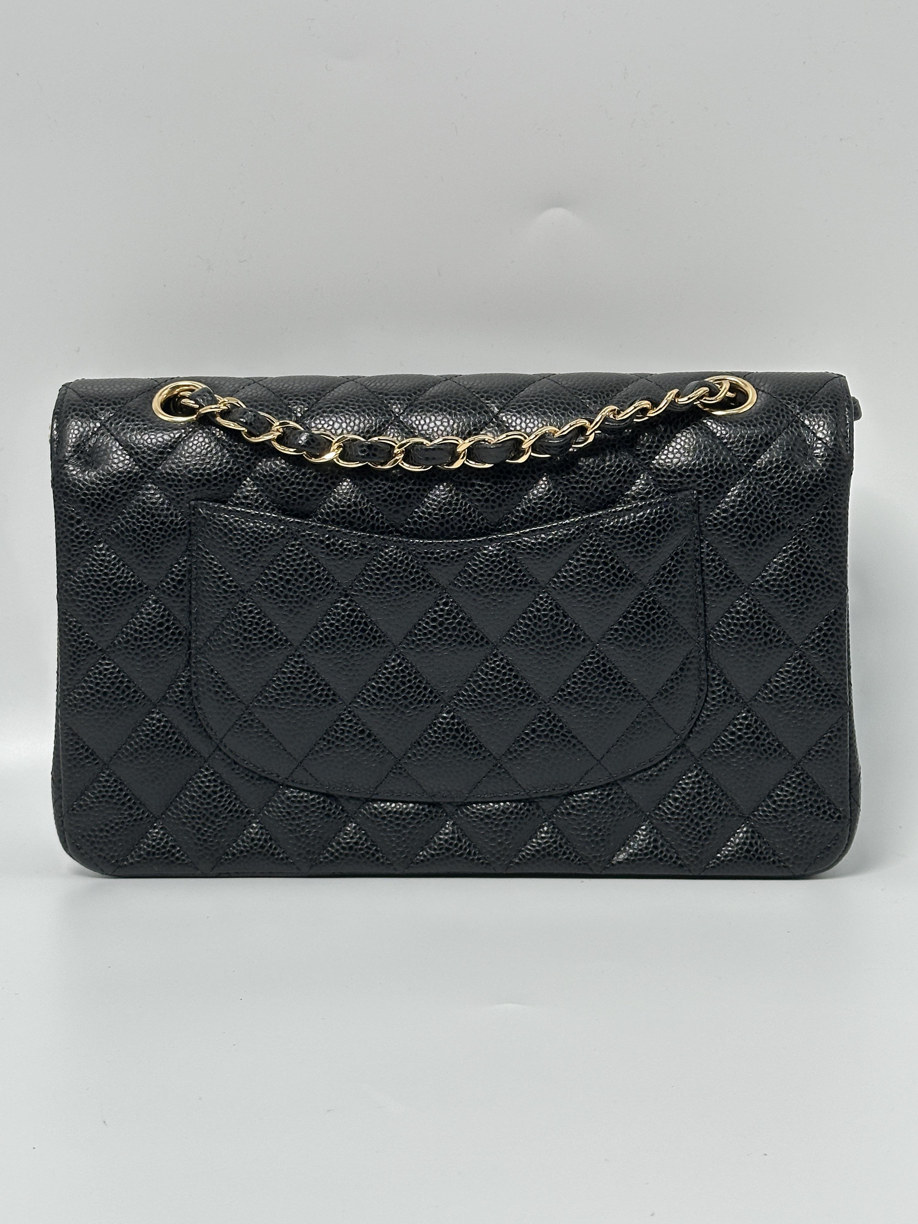 Pre-owned CHANEL leather Shoulder Bags Classic Medium Double Flap Bag Black Caviar P026CC