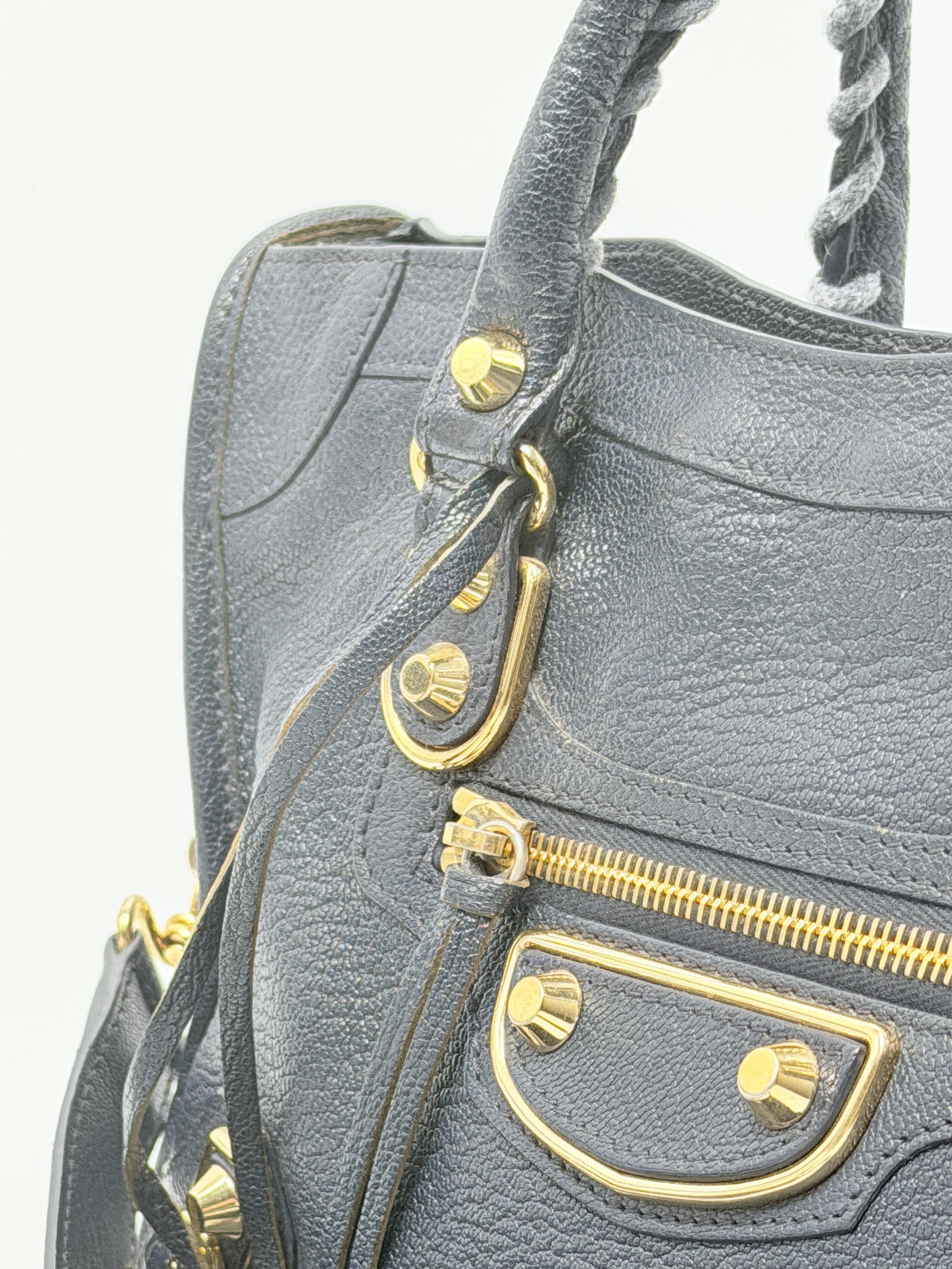 Classic Gold City Small Handle Handbag Moto Bag Blue JE795BL