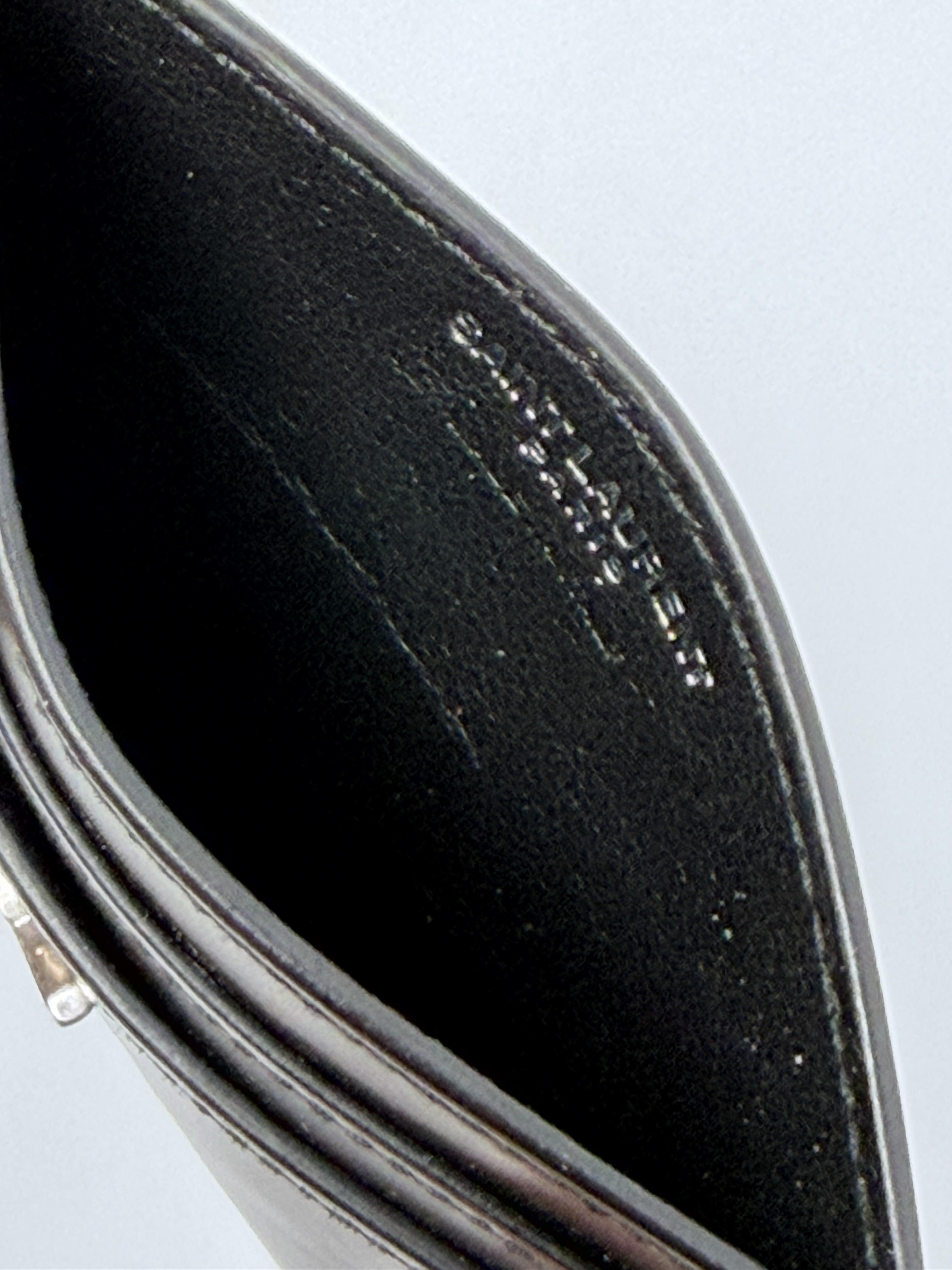 Saint Laurent Monogram Card Case Black Silver Hardware JD1355Y