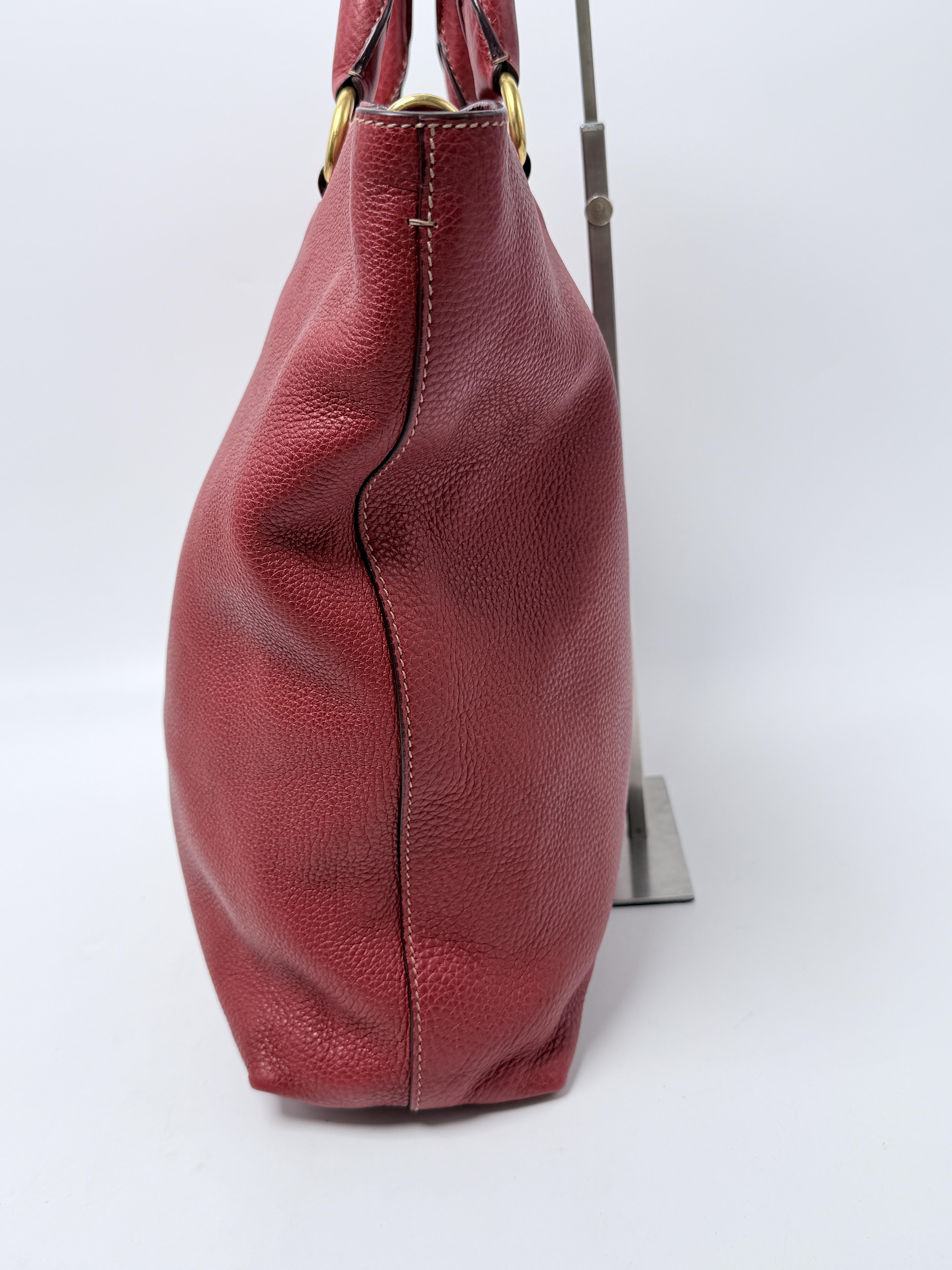 Rosso Red Vitello Daino Open Shopping Tote Bag Handle Handbag JP008PR