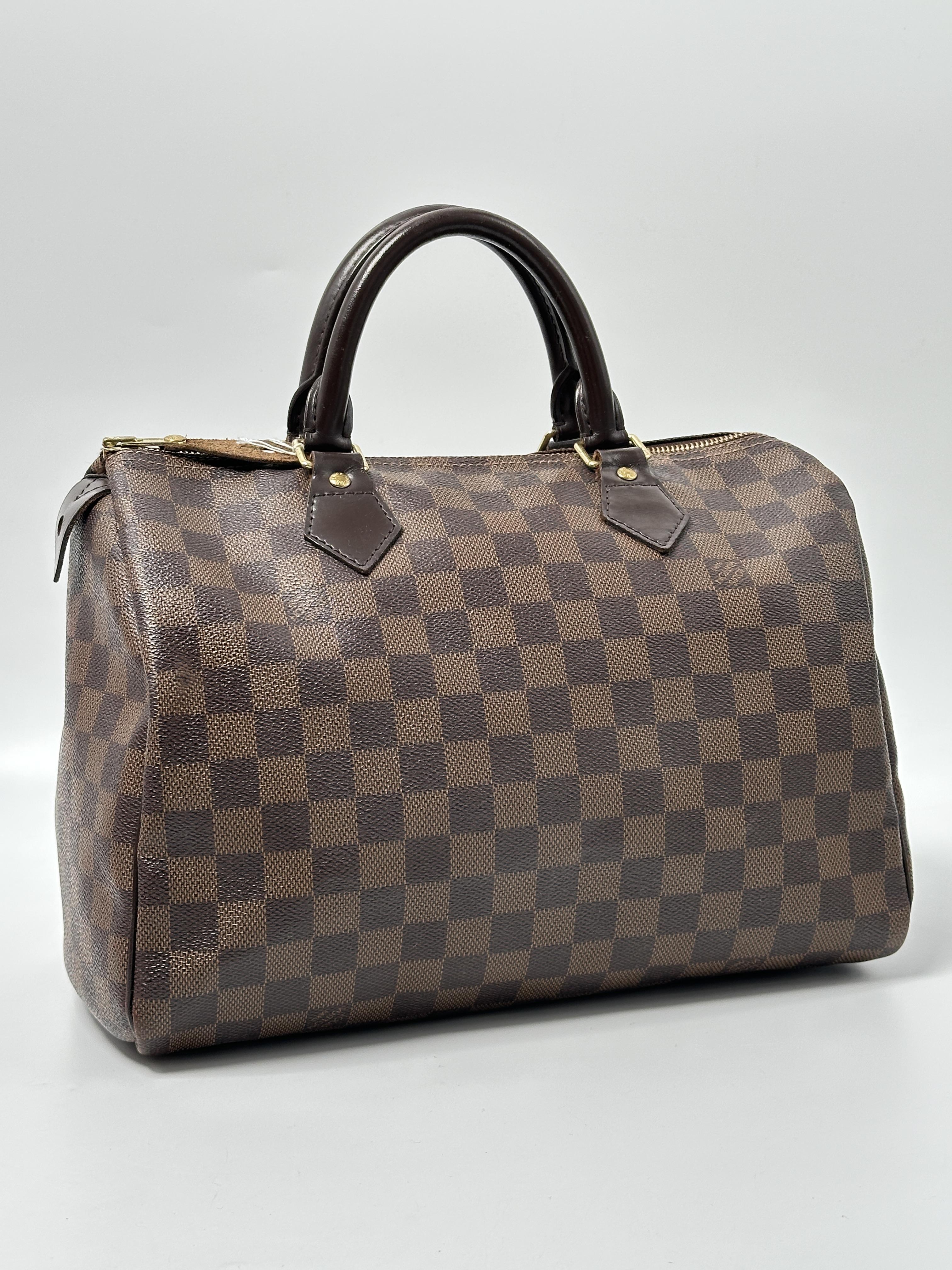Pre-owned Louis Vuitton Canvas Shoulder Bags Damier Ebene Speedy 30 Top Handle Bag JE442LV