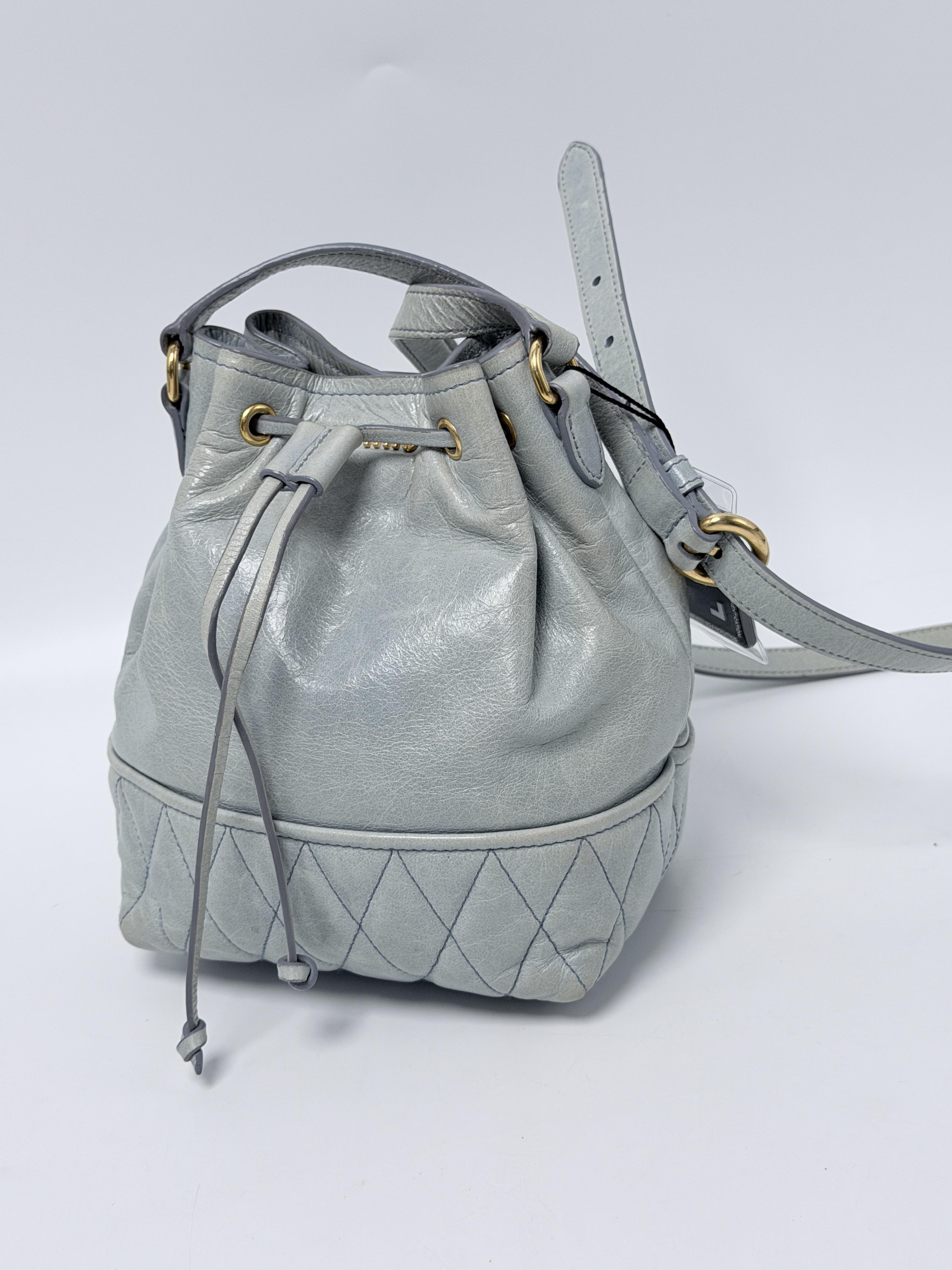Quilted Drawstring Bucket Bag Grey Crossbody JD1331MM