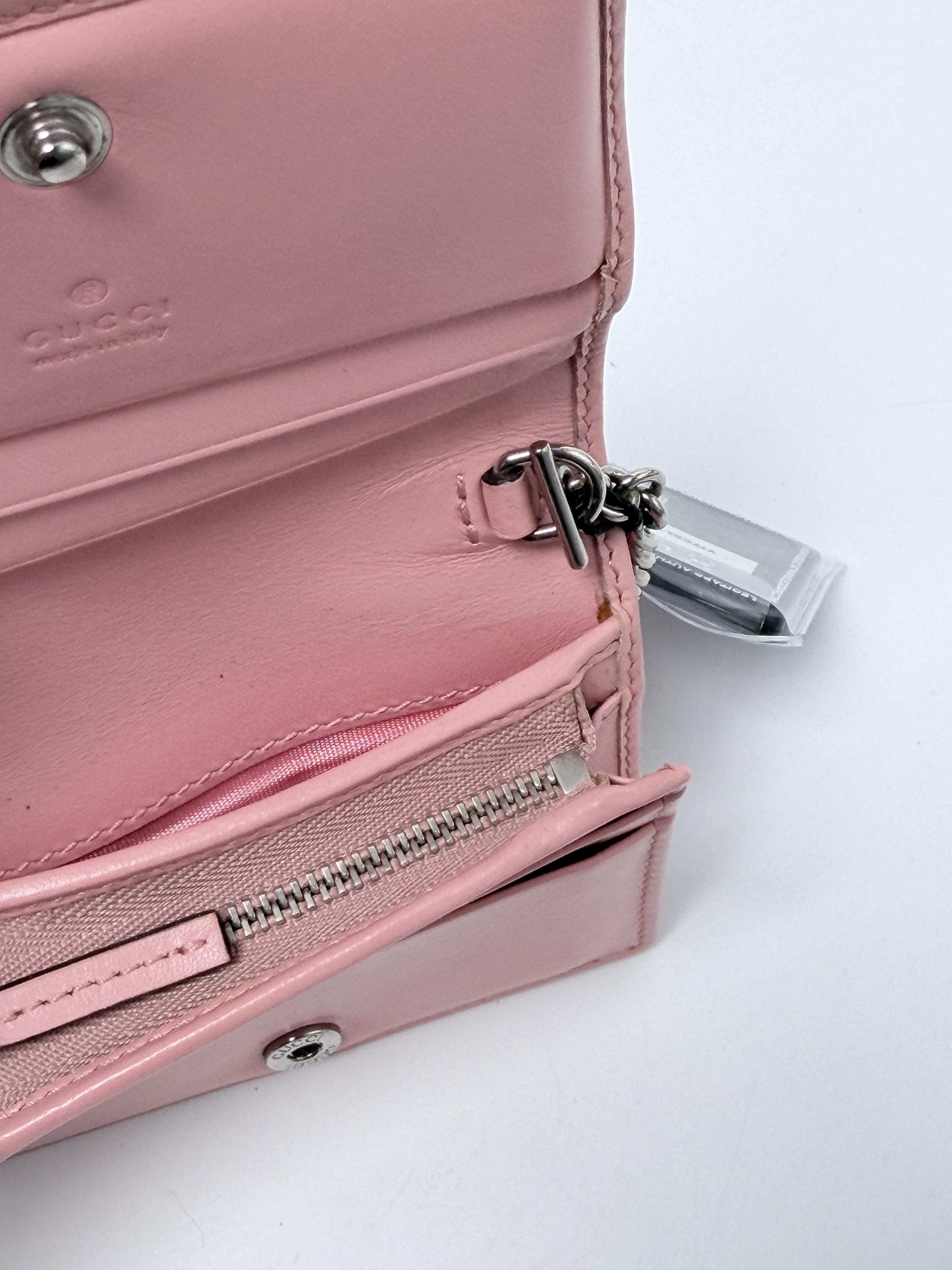 GG Marmont Matelasse Pink Card Case Wallet with Detachable Chain JD1186GG