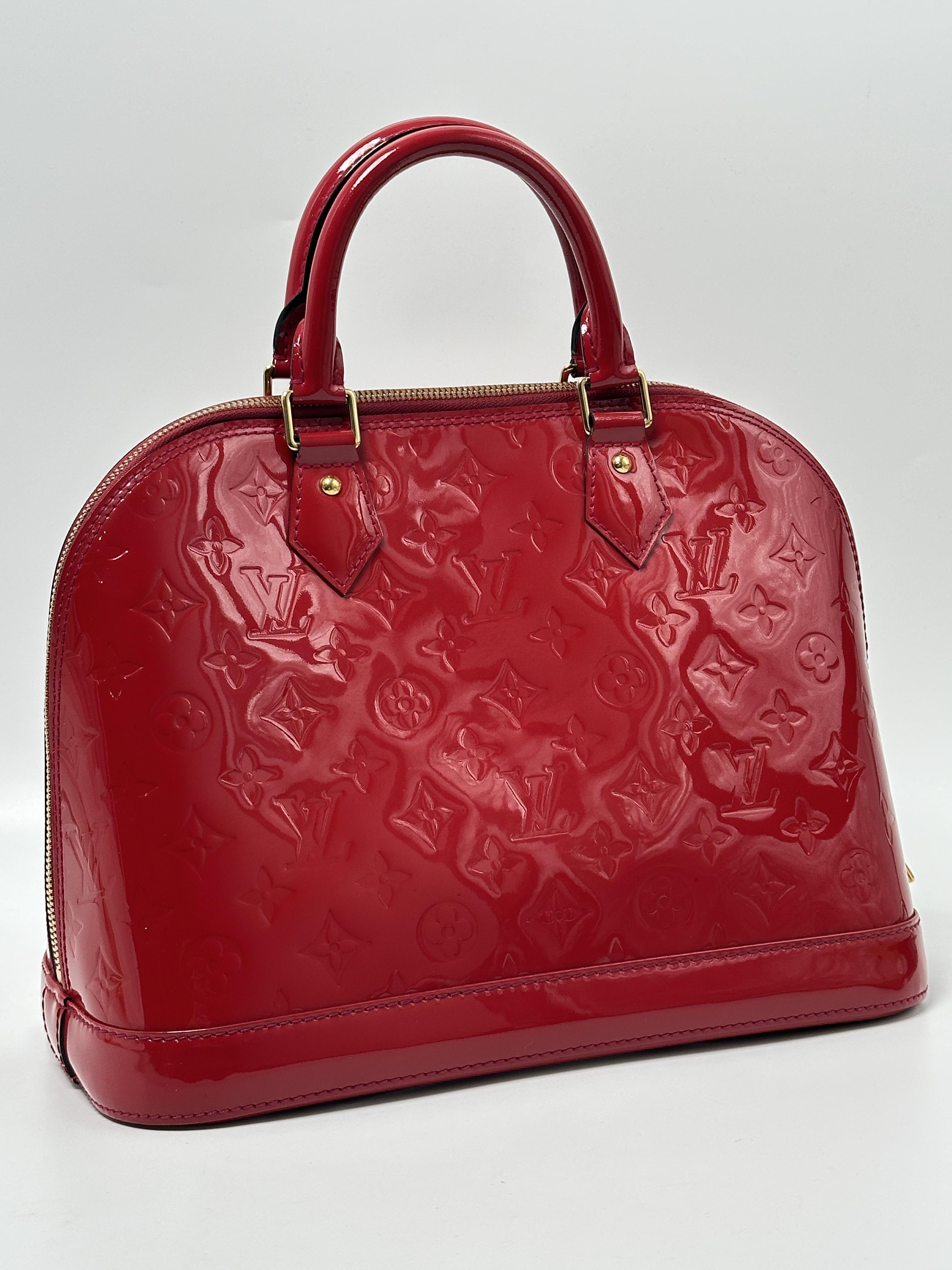 Red Monogram Vernis Alma PM Top Handle Bag JE363LV