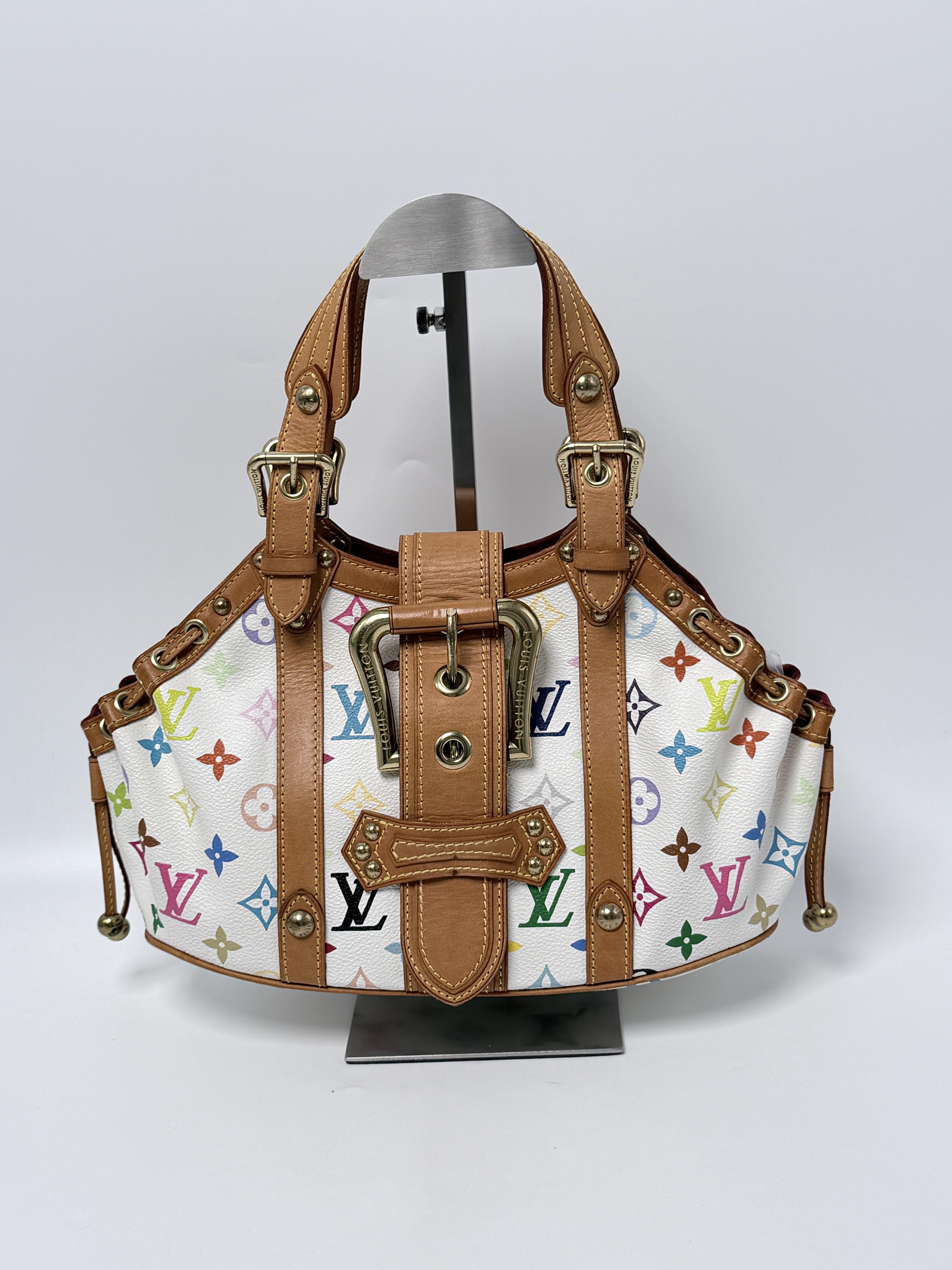White Monogram Multicolore Takashi Murakami Theda PM Handbag XU051LV