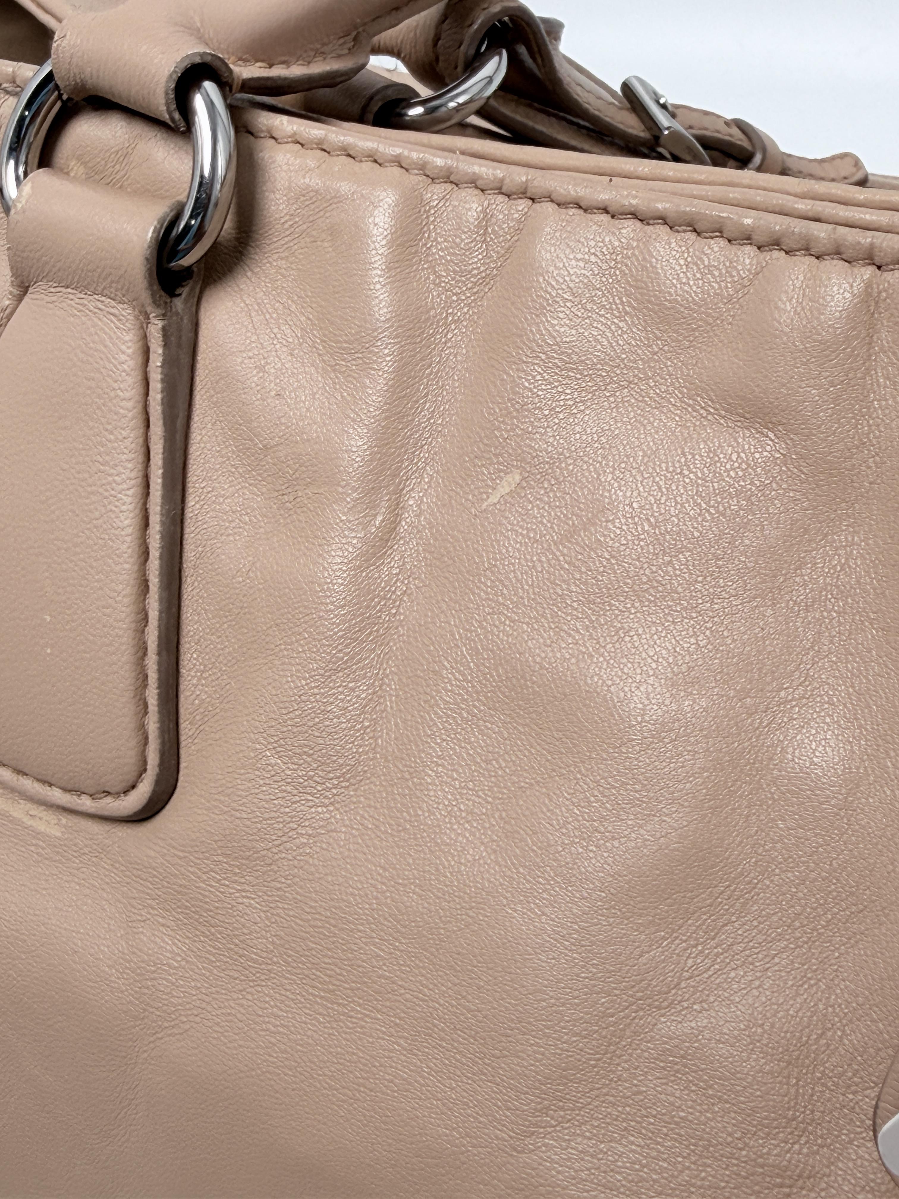 Vitello Daino Side Zip Tote Bag Taupe Grey Shoulder Handbag XU005PR