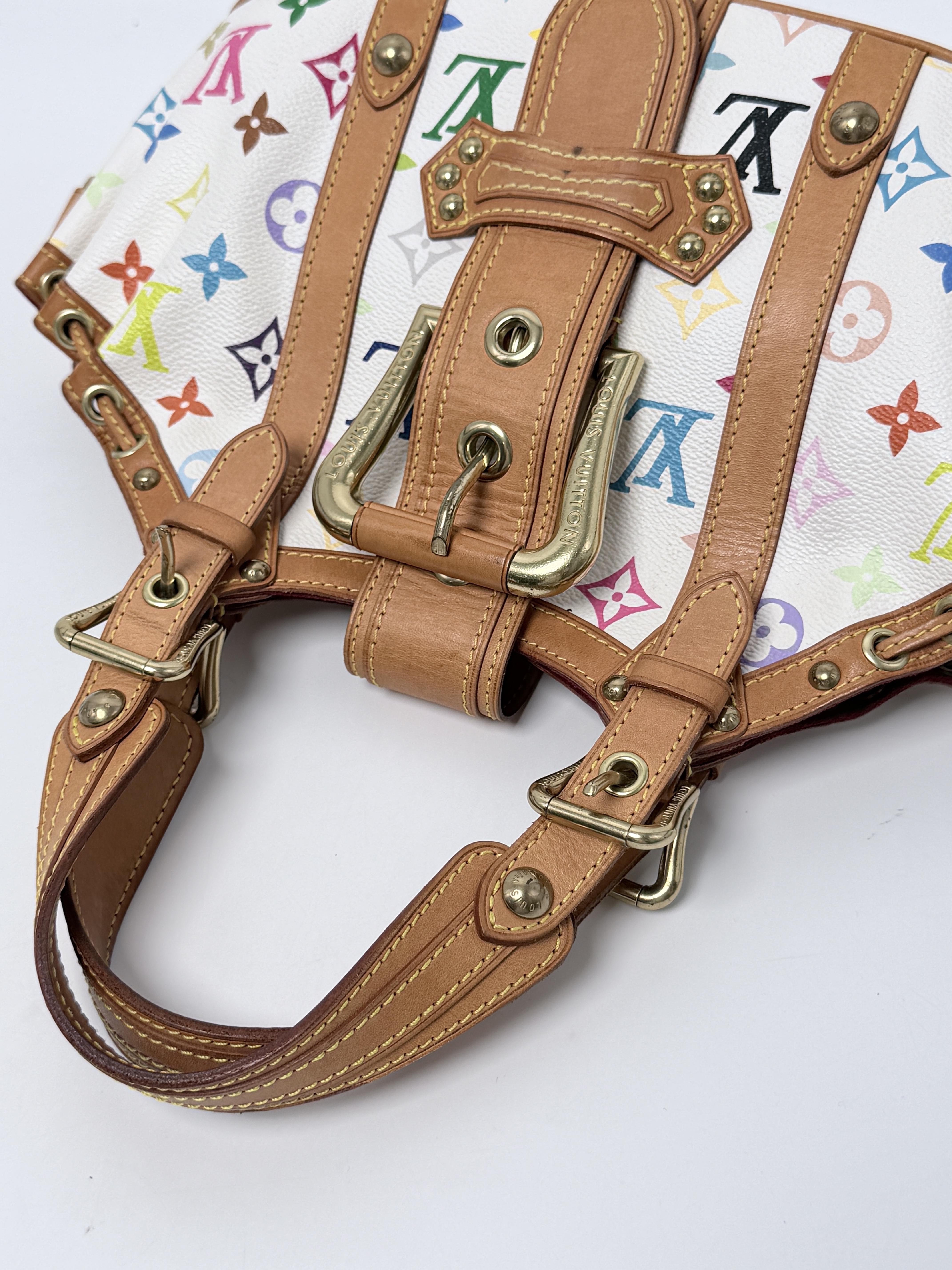 White Monogram Multicolore Takashi Murakami Theda PM Handbag XU051LV