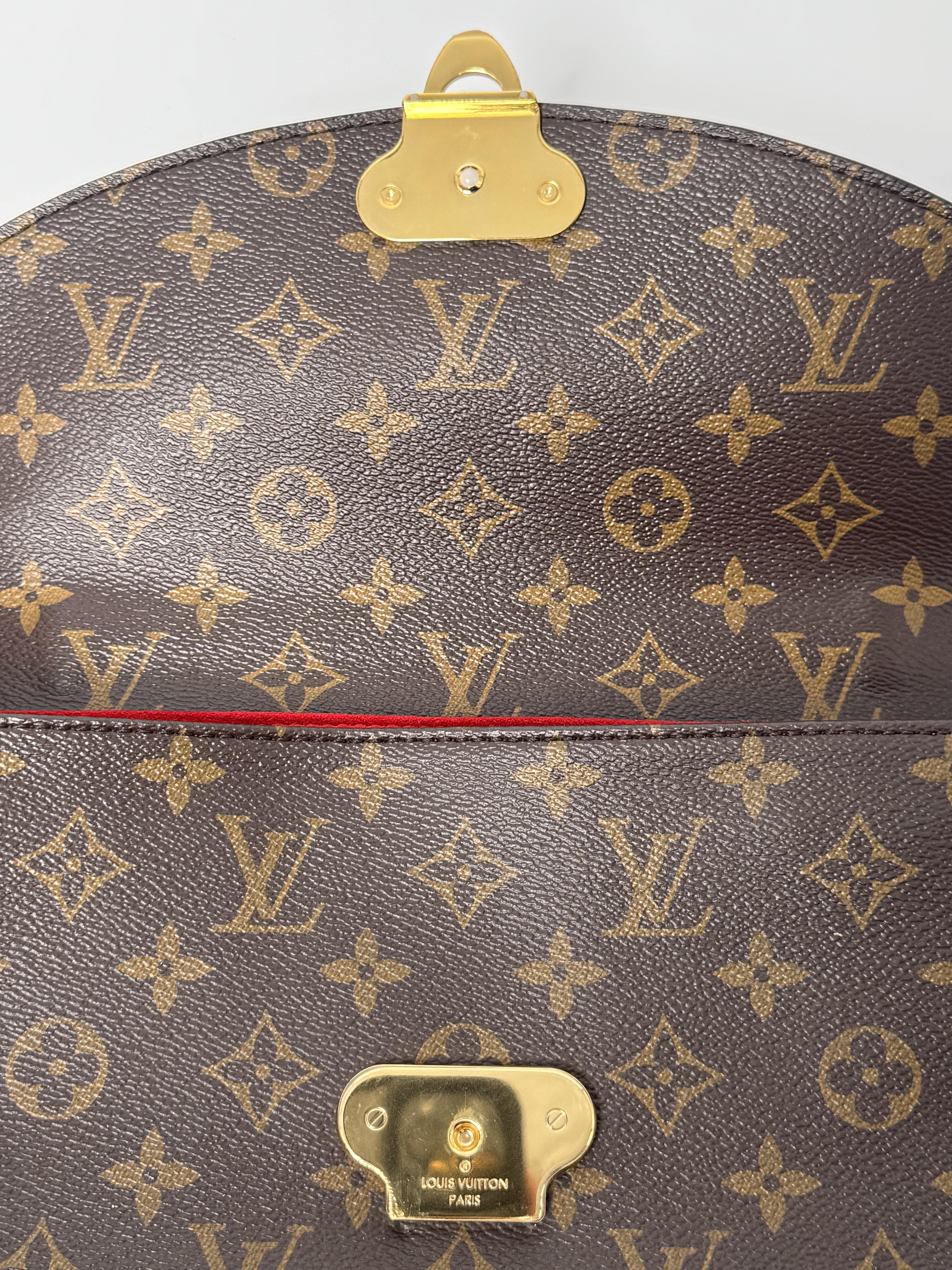 Pre-owned Louis Vuitton leather Crossbody Bags Saint Placide Monogram Canvas and Cerise Red Chain Crossbody Bag ZS005LV