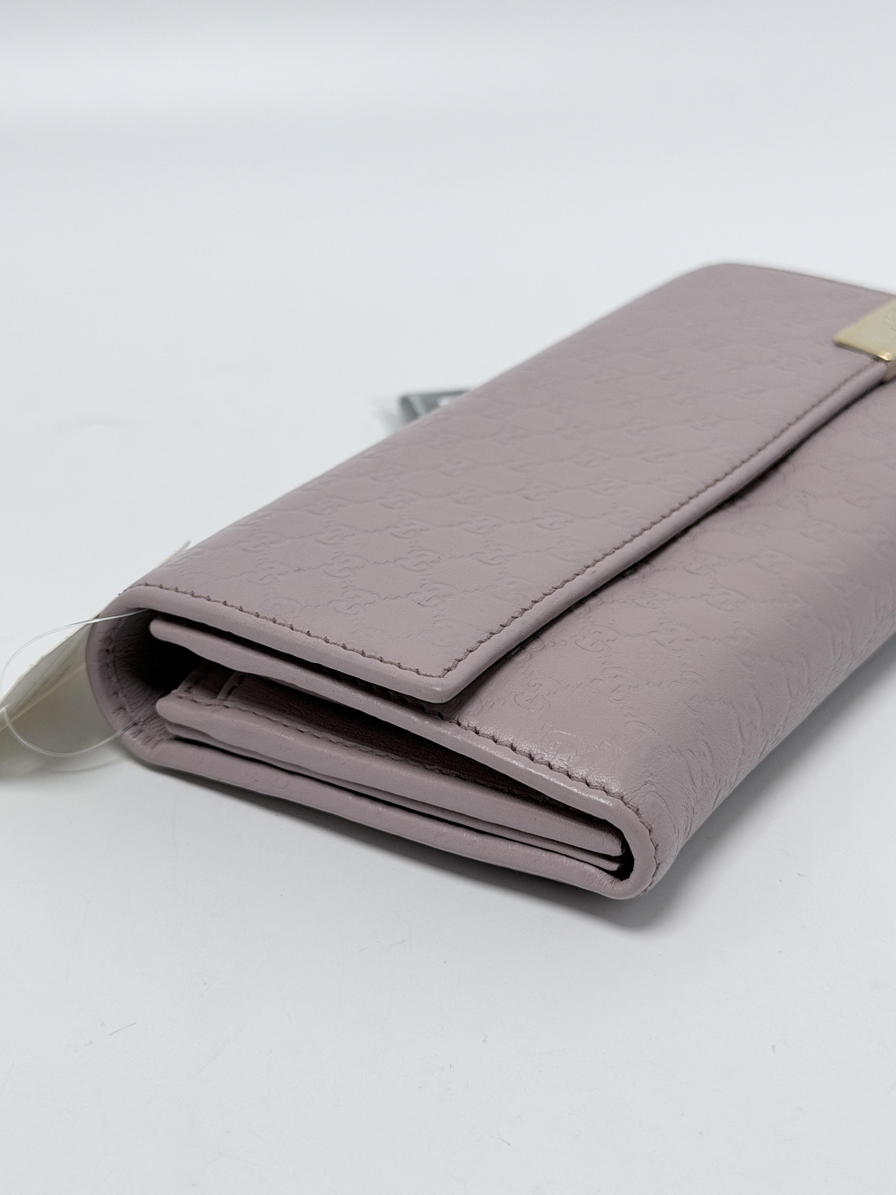Microguccissima Metal Bar Continental Flap Wallet Mauve Lavender JD1284GG