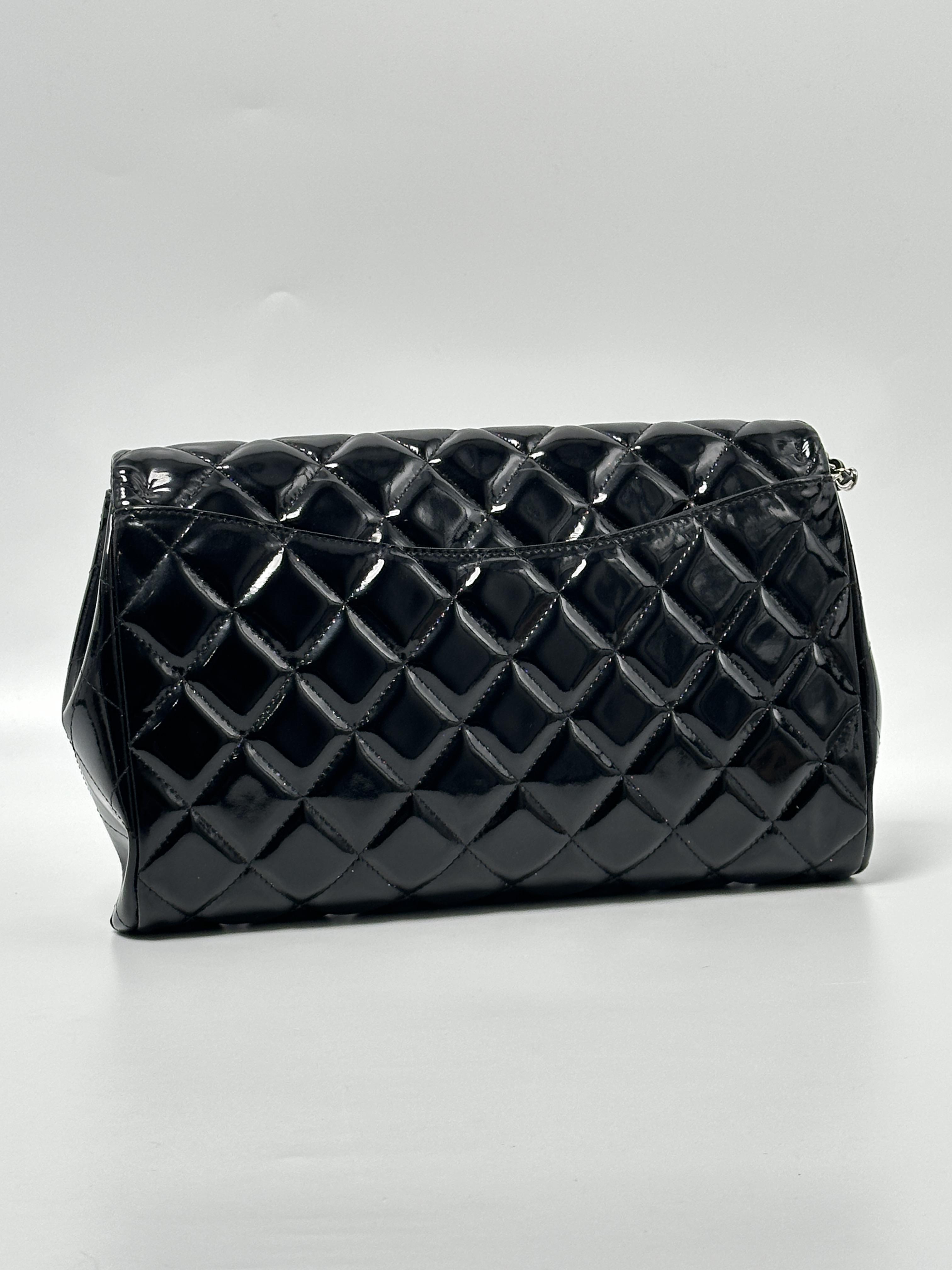Pre-owned CHANEL LEATHER Shoulder Bags Black Patent Quilted Classic Flap Shoulder Bag JA1093CC