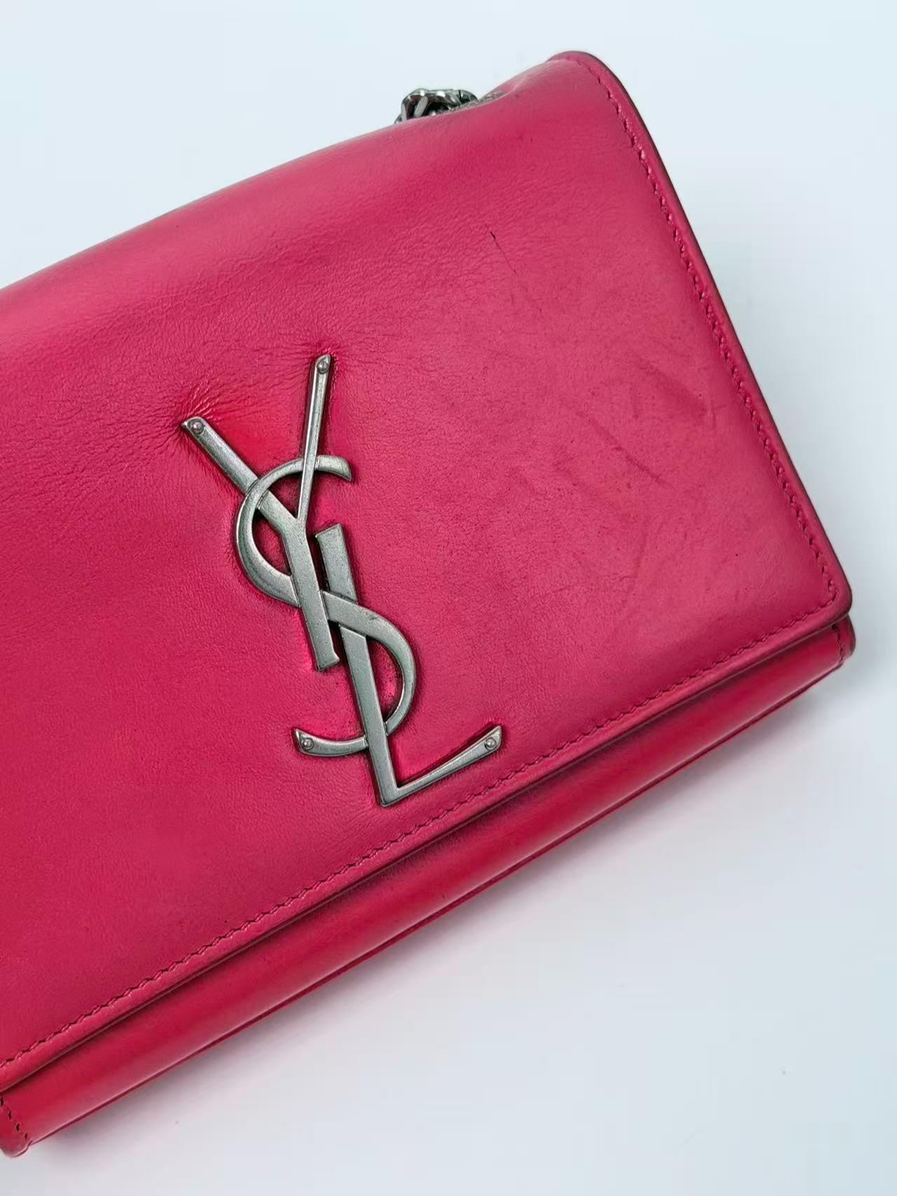 Saint Laurent Fuchsia Monogram Kate Small Crossbody Bag Shoulder Handbag FJ007YS